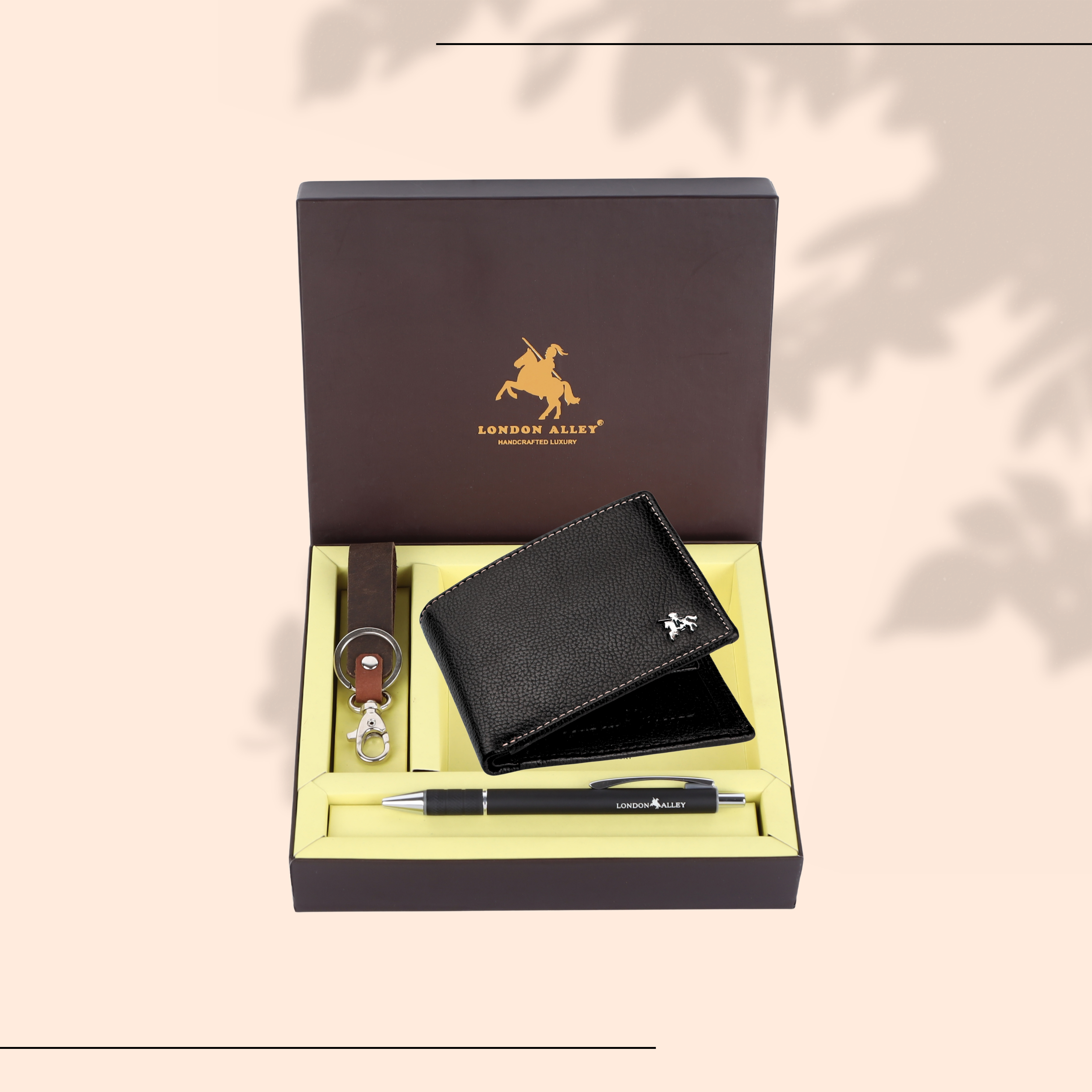 London Alley Premium Wallet Gift Set – 8 Card Slots, Keychain & Pen
