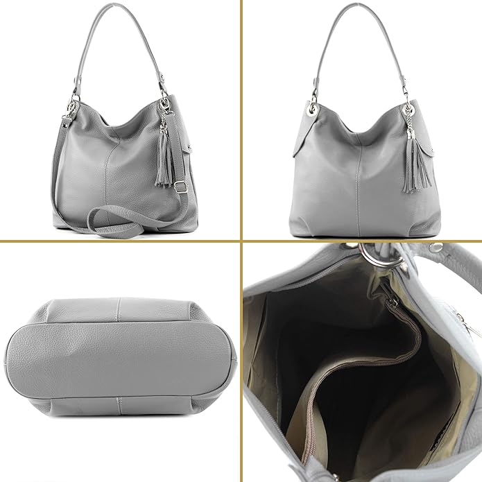 London Alley grey Leather shoulder Handbag for Ladies