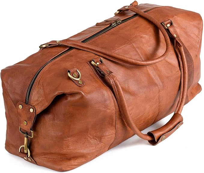 London Alley Full grain Tan Leather Duffel Bag