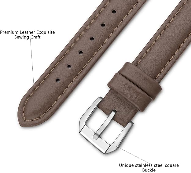 LONDON ALLEY Brown Leather Watch Strap for Women/Girls Compatible with Apple Watch Series 9 | 8 | 7 | 6 | 5 | 4 | 3 | 2 | 1 | SE, Top Grain Slim Leather Strap.