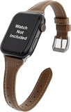 LONDON ALLEY Brown Leather Watch Strap for Women/Girls Compatible with Apple Watch Series 9 | 8 | 7 | 6 | 5 | 4 | 3 | 2 | 1 | SE, Top Grain Slim Leather Strap.