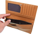 London Alley Tan Slim Leather wallet for Women | Multiple Card Slots | Spacious compartments.