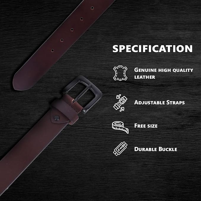 LONDON ALLEY Smooth Leather Belt for Men | Classic design for both formal and casual wear | Adjustable waistband upto 46 inches.