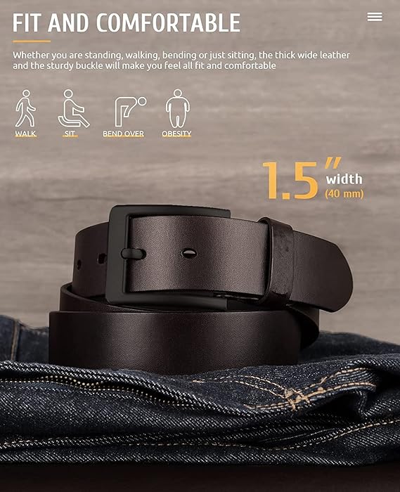 LONDON ALLEY Smooth Leather Belt for Men | Classic design for both formal and casual wear | Adjustable waistband upto 46 inches.