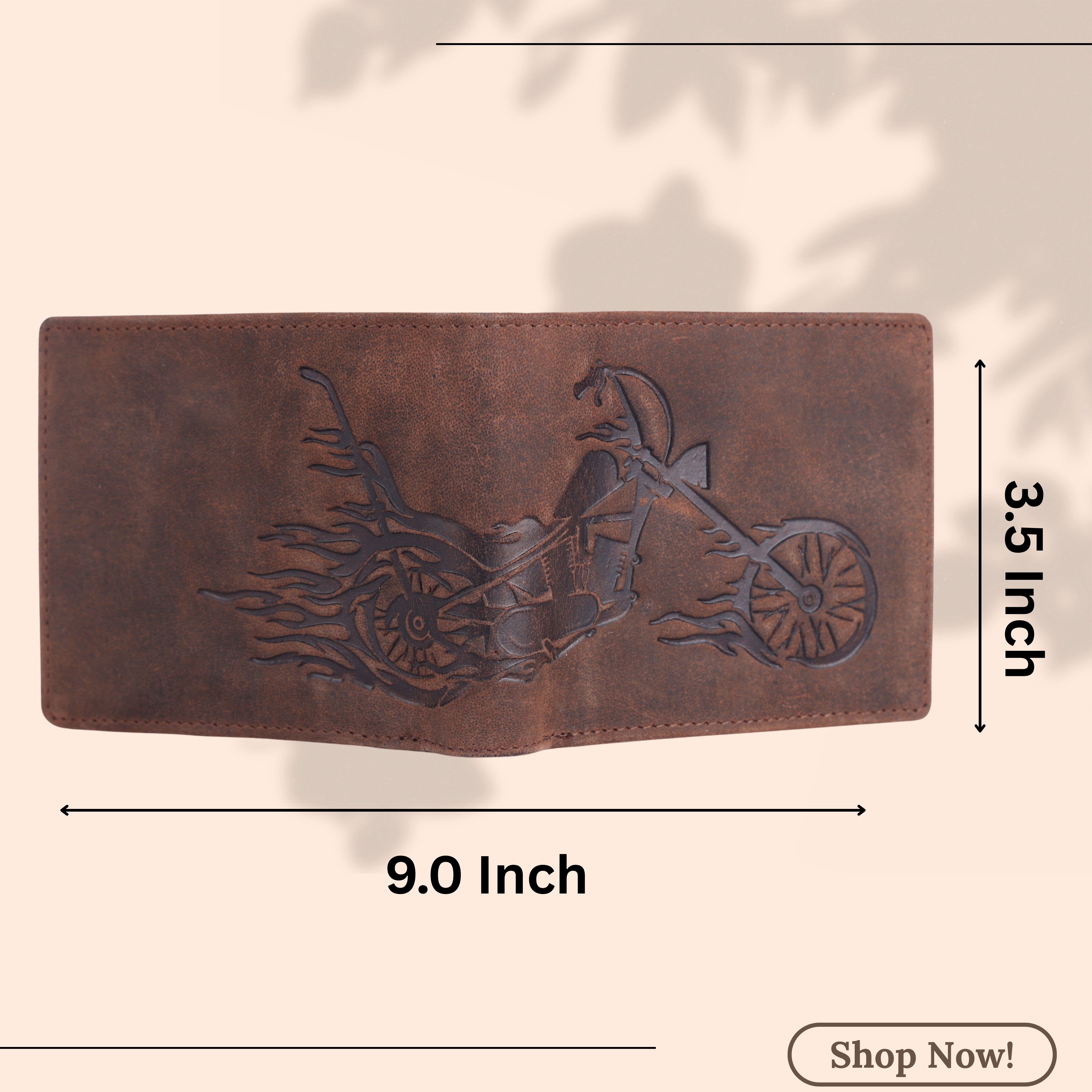 LONDON ALLEY Biker Vintage Brown Leather Wallet for Men.