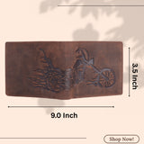 LONDON ALLEY Biker Vintage Brown Leather Wallet for Men.