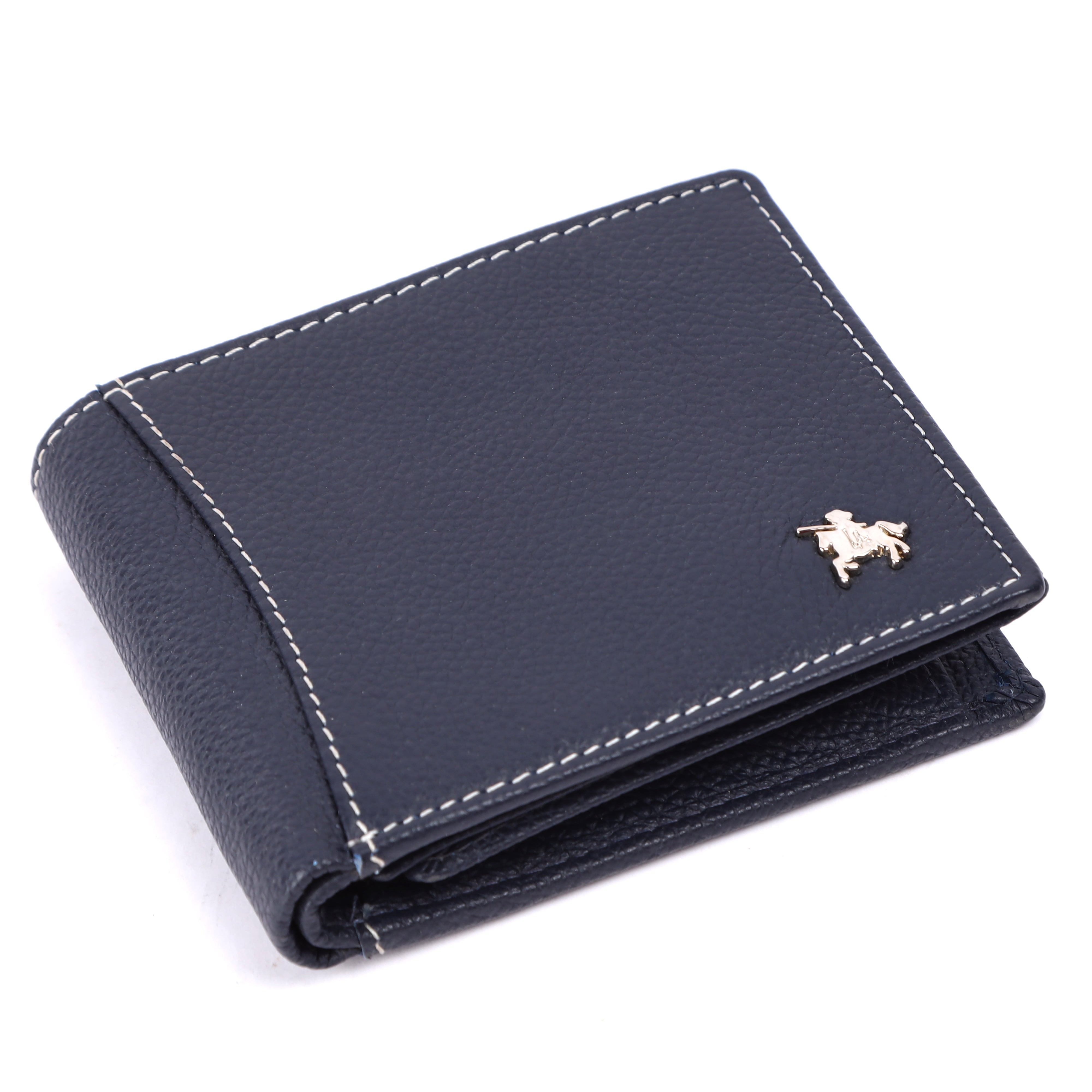 London Alley Berlin Navy Blue Leather Wallet For Men, 6 Card Slot | RFID Blocking