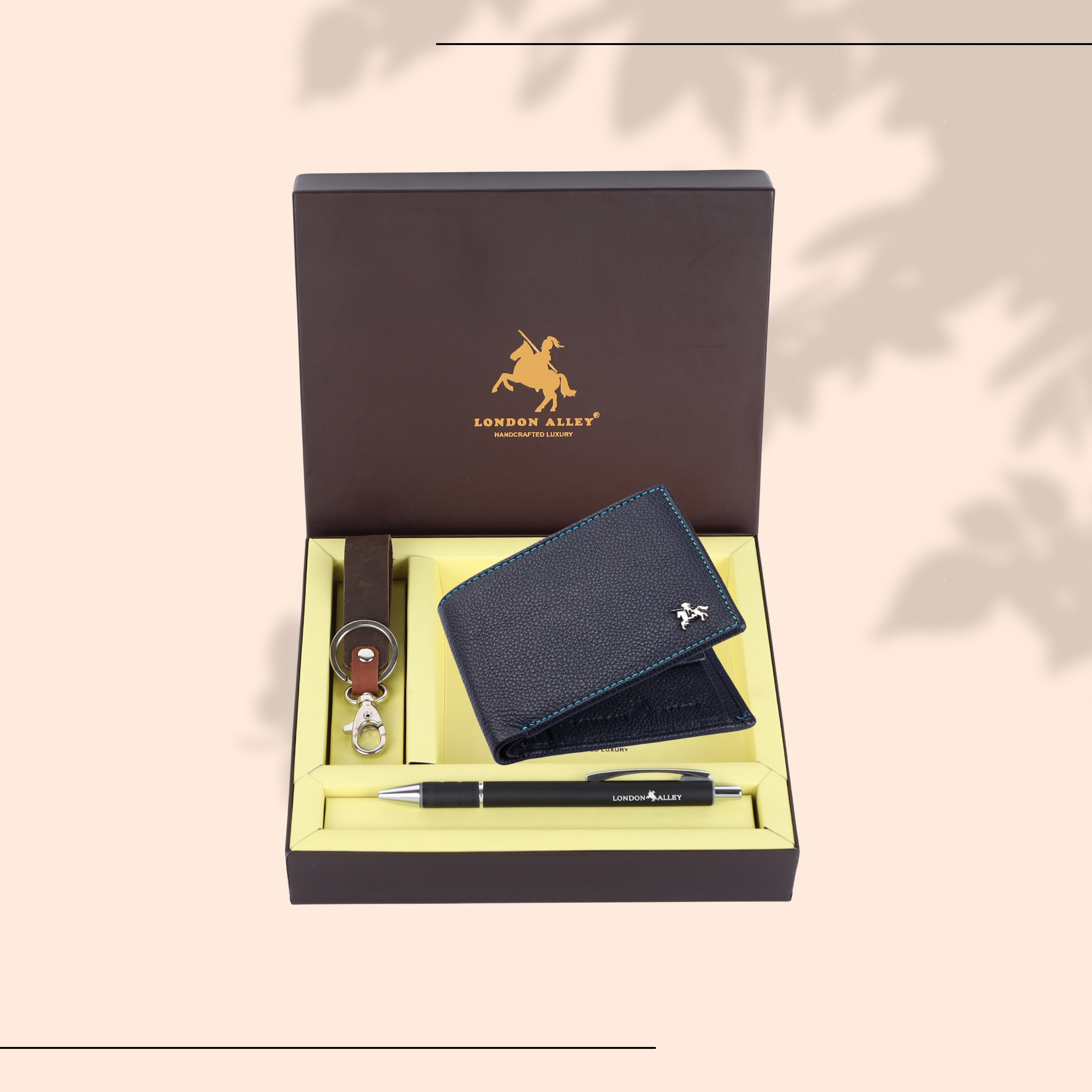 London Alley Premium Wallet Gift Set – 8 Card Slots, Keychain & Pen