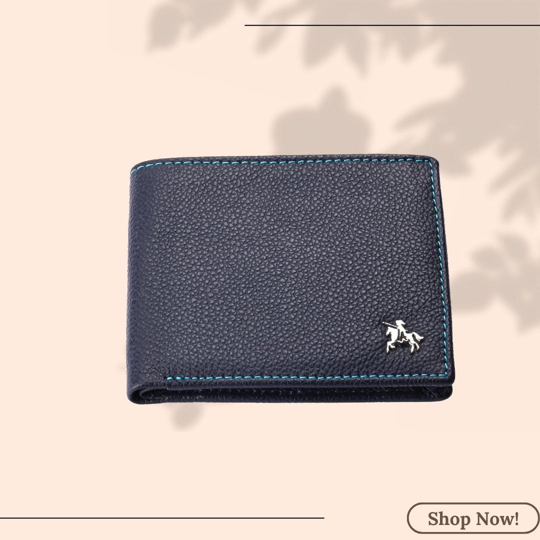 LONDON ALLEY Aston Blue Leather  Wallet | RFID Protected | Classic Leather Wallet