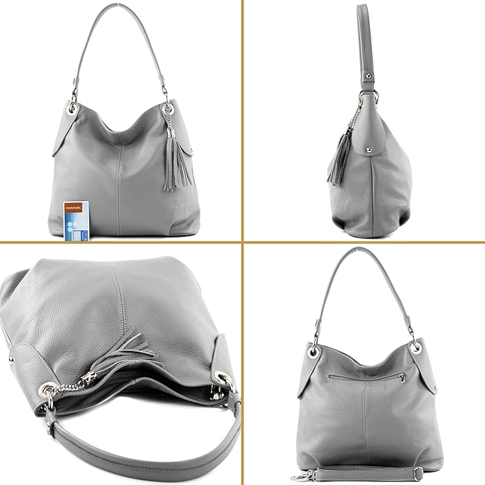 London Alley grey Leather shoulder Handbag for Ladies