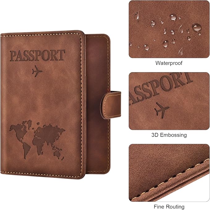 London Alley Tan Map Embossed Passport holder with Cash/card Compartment and Compact design.