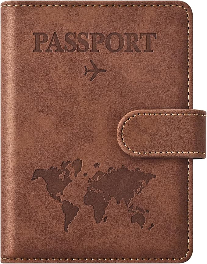 London Alley Tan Map Embossed Passport holder with Cash/card Compartment and Compact design.