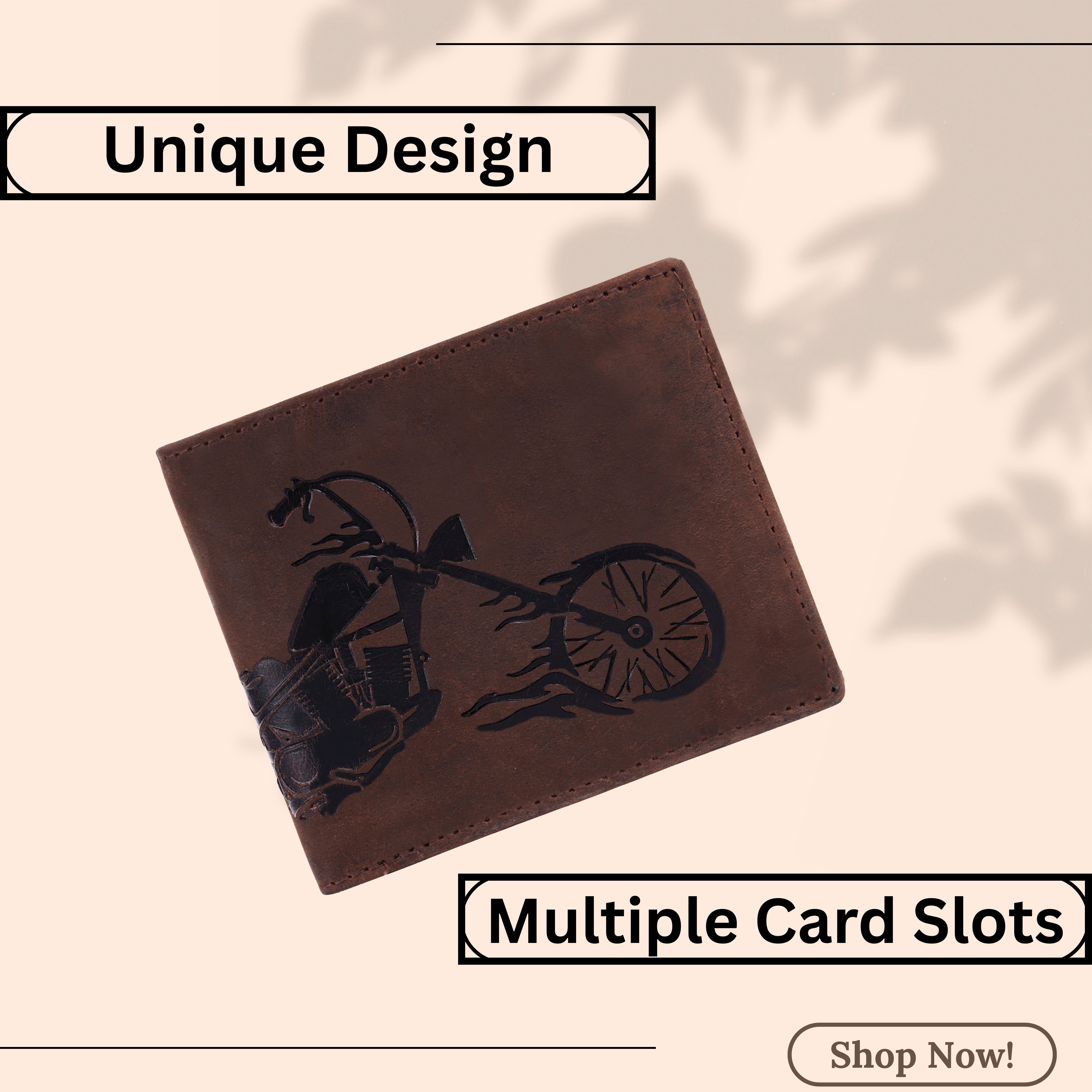 LONDON ALLEY Biker Vintage Brown Leather Wallet for Men.
