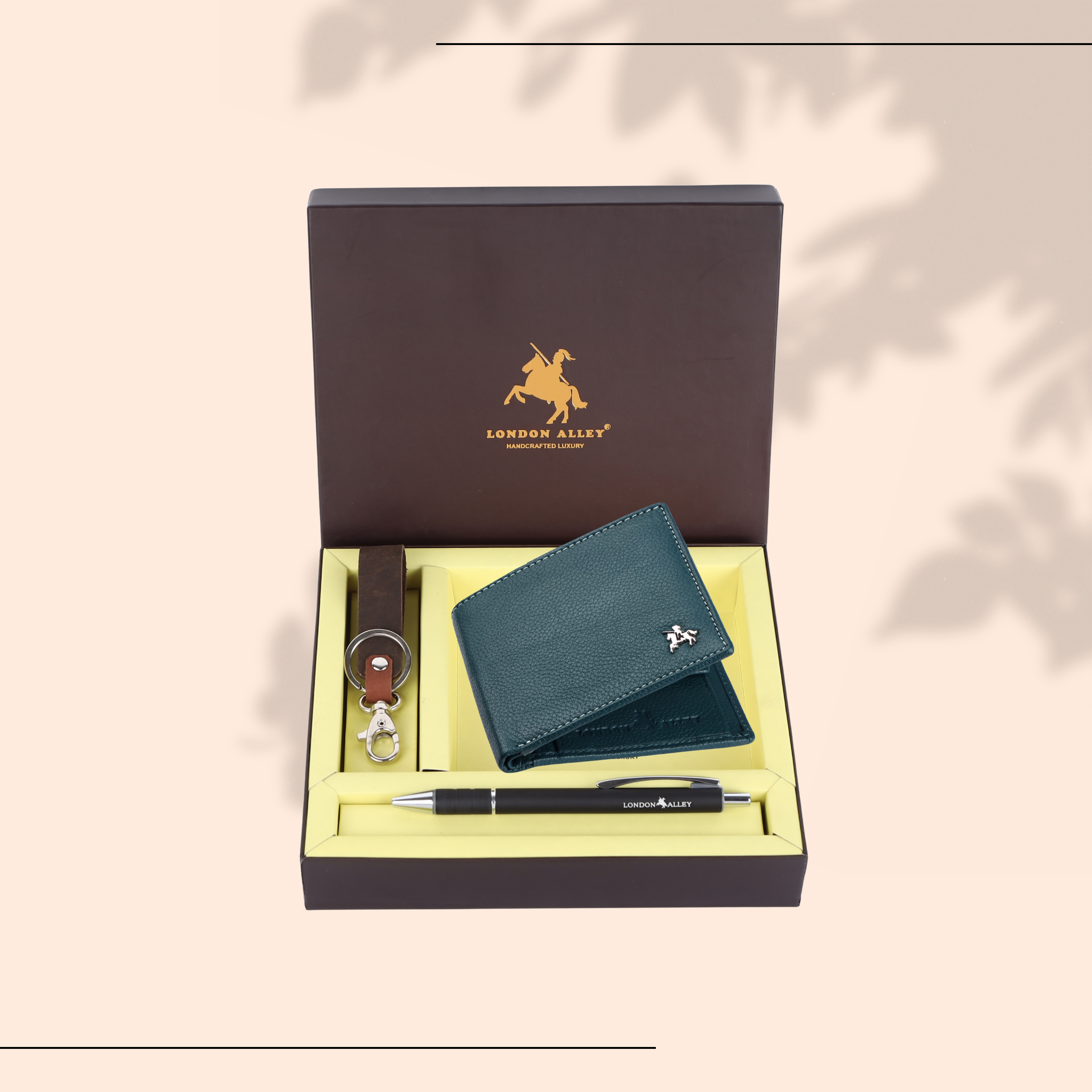 London Alley Premium Wallet Gift Set – 8 Card Slots, Keychain & Pen