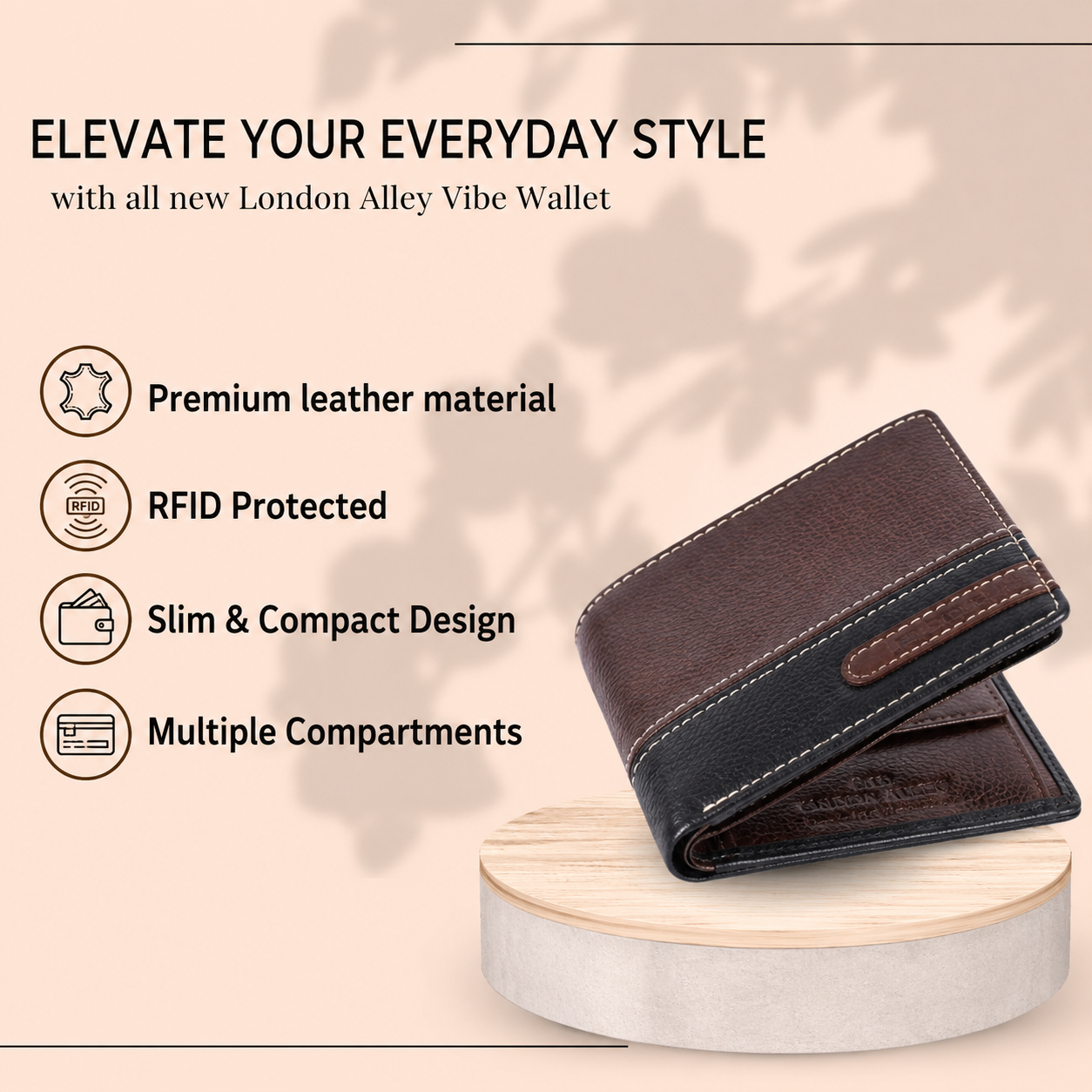 London Alley Premium Men's Wallet Combo – Wallet, Keychain & Pen