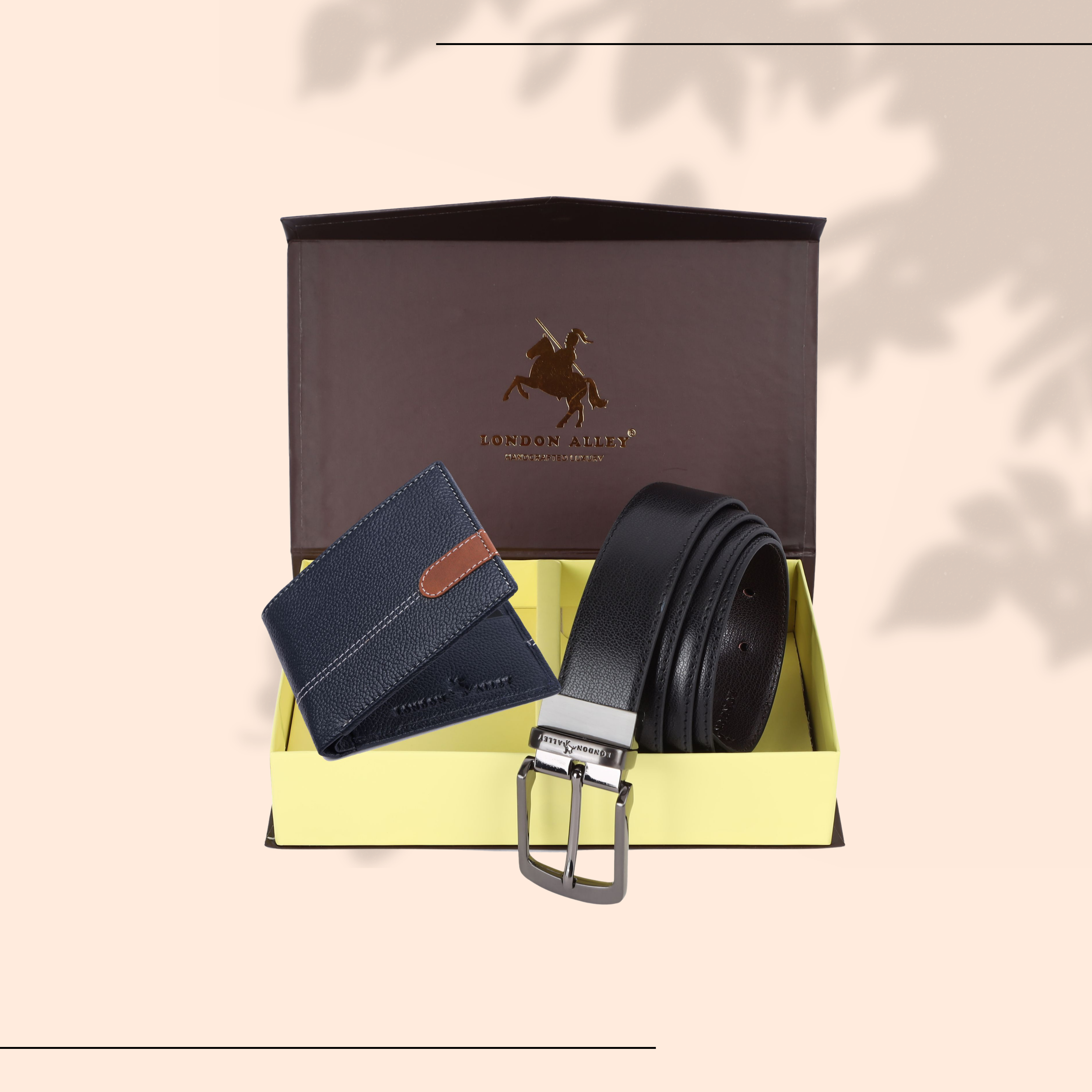 London Alley Swiss Premium Wallet & Reversible Belt Gift Set for Men