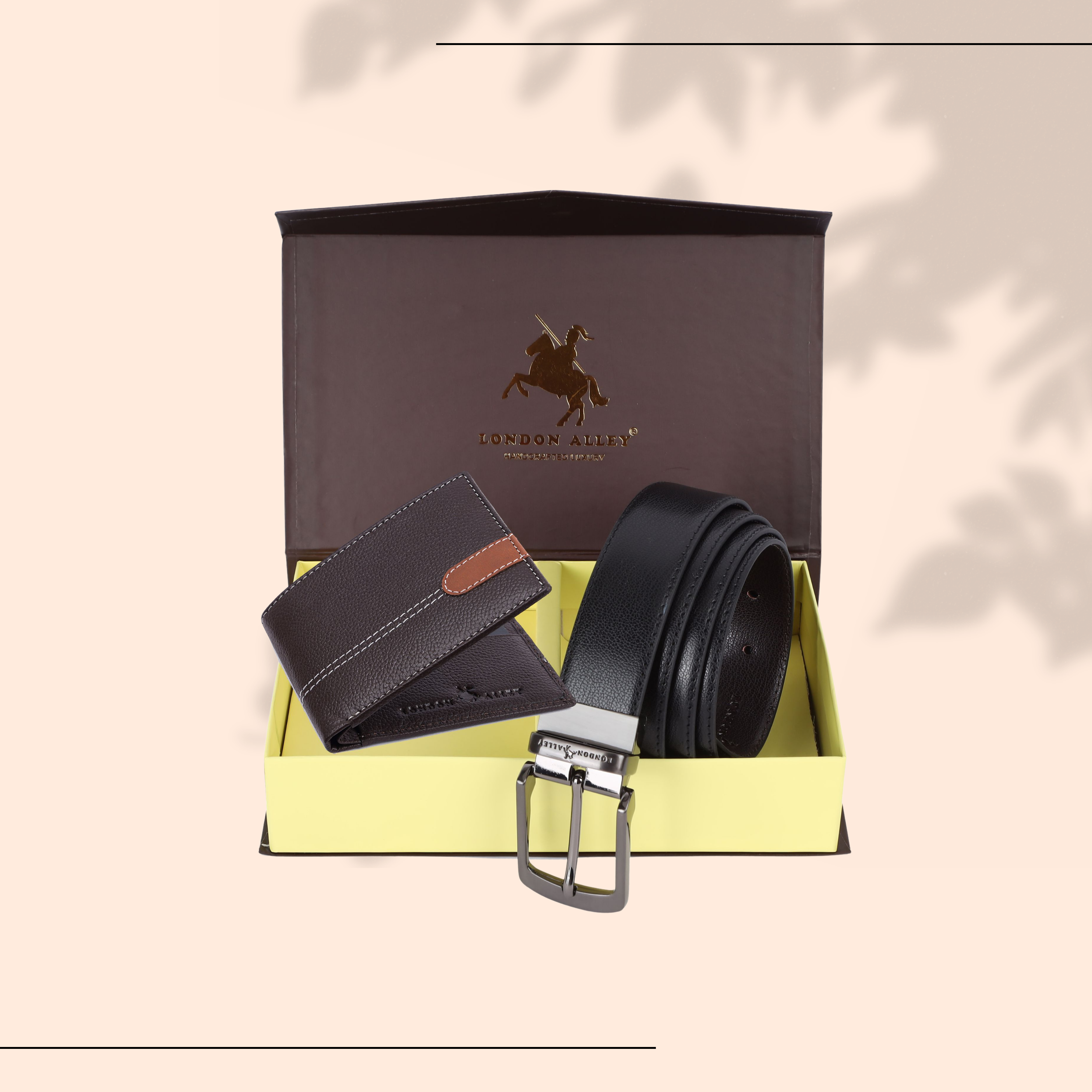 London Alley Swiss Premium Wallet & Reversible Belt Gift Set for Men