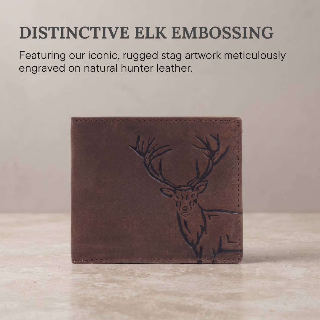 LONDON ALLEY Elk RFID Blocking Vintage Men's Leather Wallet