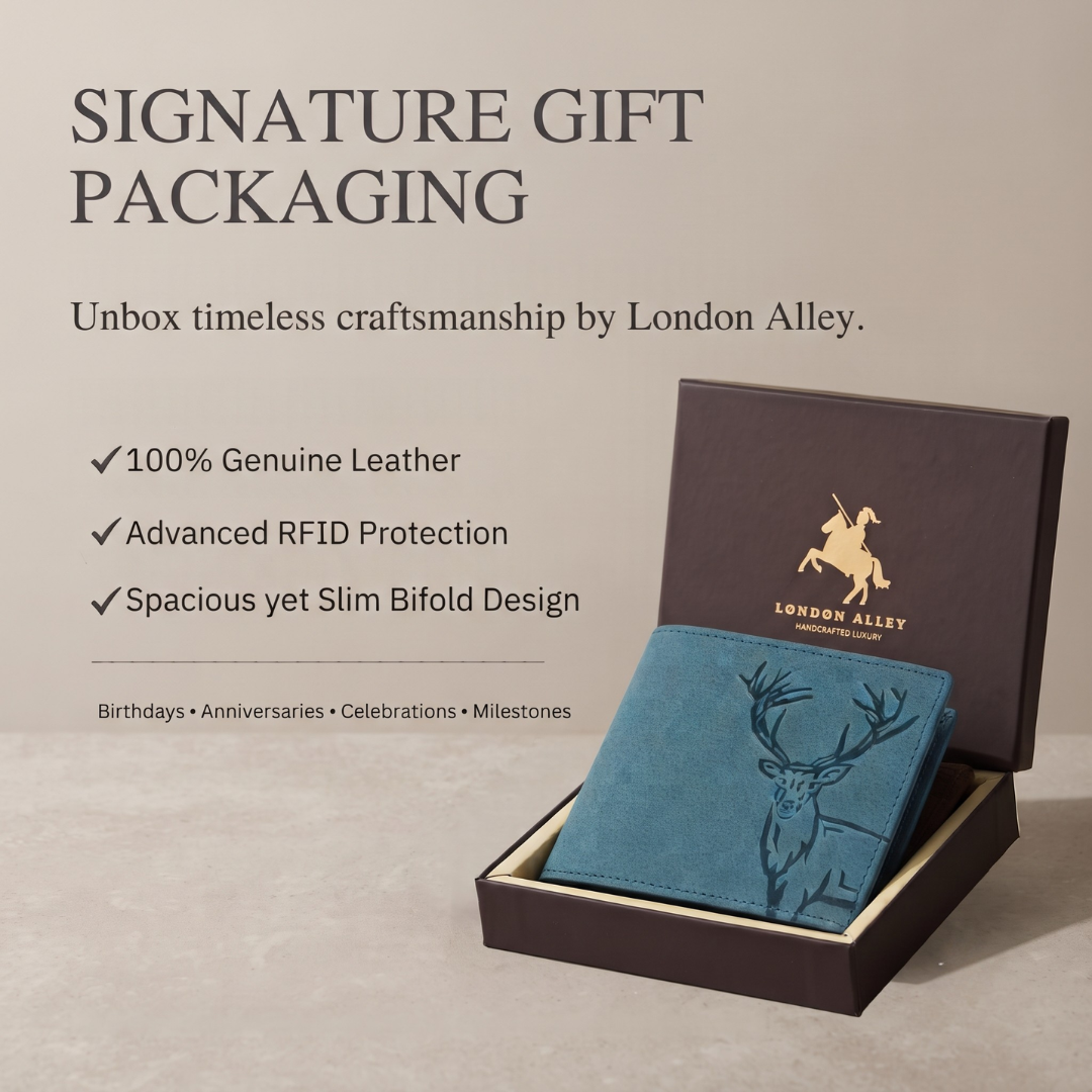 LONDON ALLEY Elk RFID Blocking Vintage Men's Leather Wallet