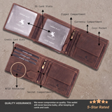 LONDON ALLEY Biker Vintage Brown Leather Wallet for Men with 3 card slots.