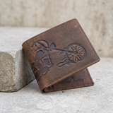 LONDON ALLEY Biker Vintage Brown Leather Wallet for Men with 3 card slots.