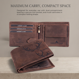 LONDON ALLEY Elk RFID Blocking Vintage Men's Leather Wallet