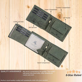London Alley Harley Rakhi Gift Hamper for Brother - Men's Vintage Green Leather Wallet, Brown Keyring and Rakhi Combo Gift Set for Brother