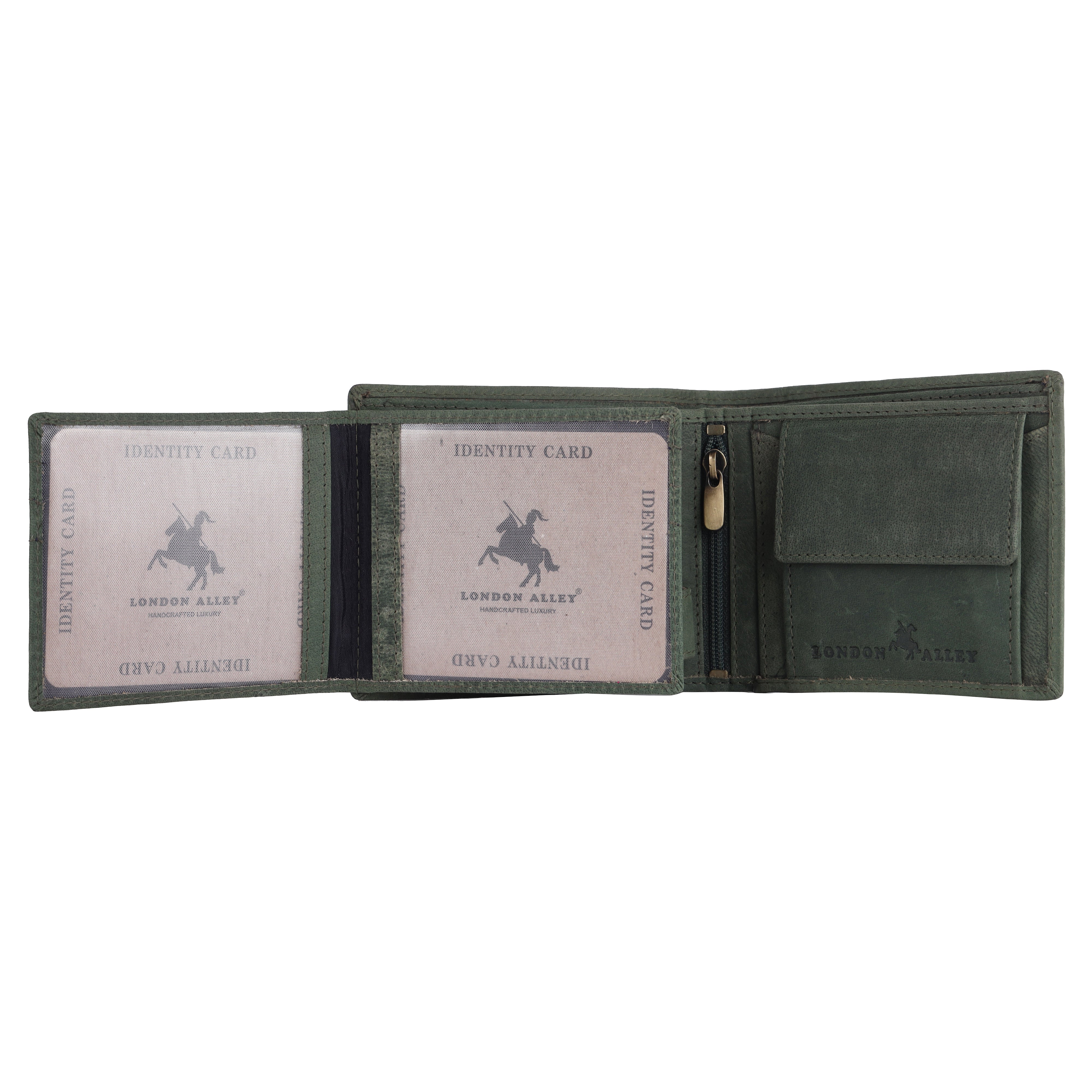 LONDON ALLEY Sparta Vintage Green RFID Blocking Men's Leather Wallet