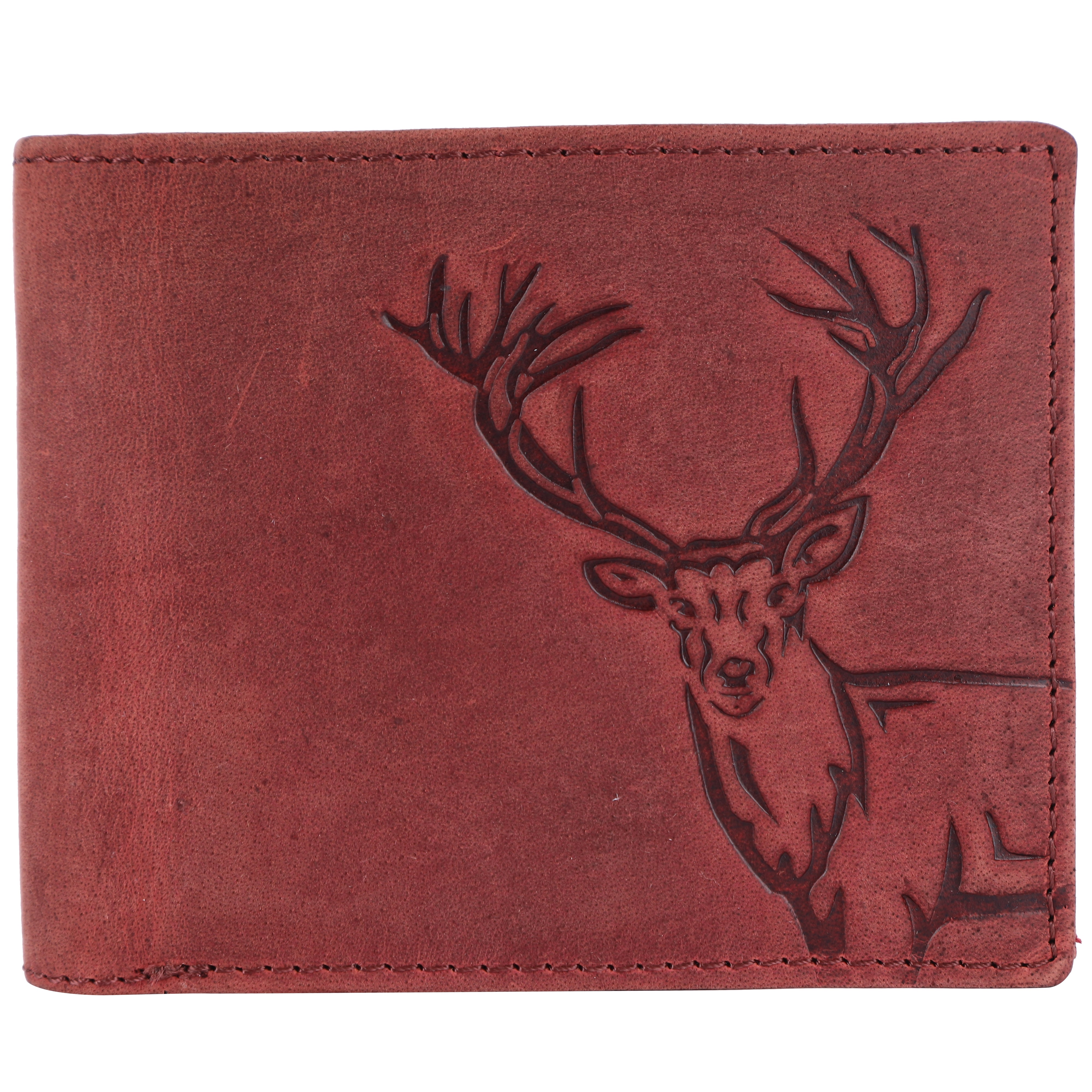 LONDON ALLEY Elk Vintage Red RFID Blocking Men's Leather Wallet