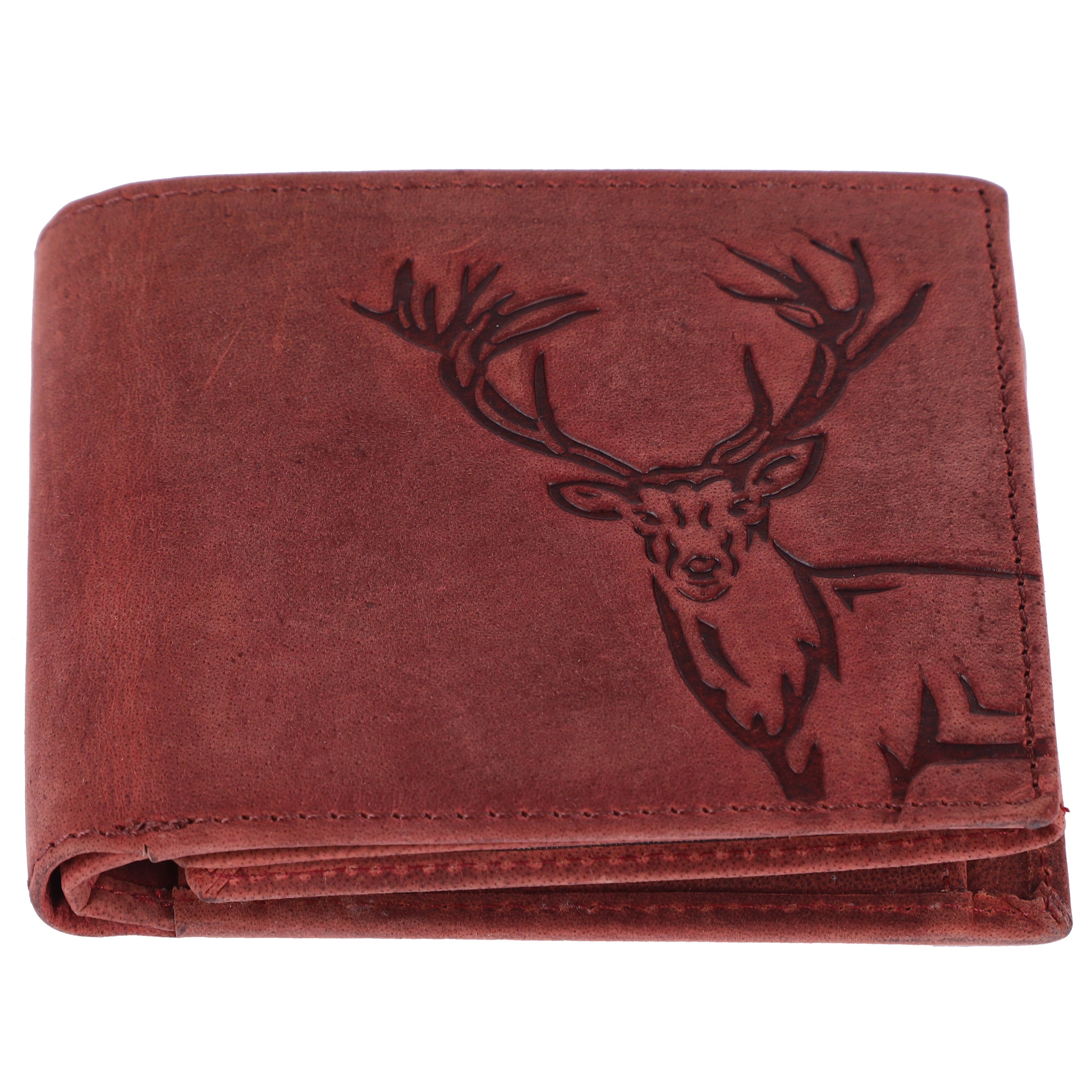 LONDON ALLEY Elk Vintage Red RFID Blocking Men's Leather Wallet