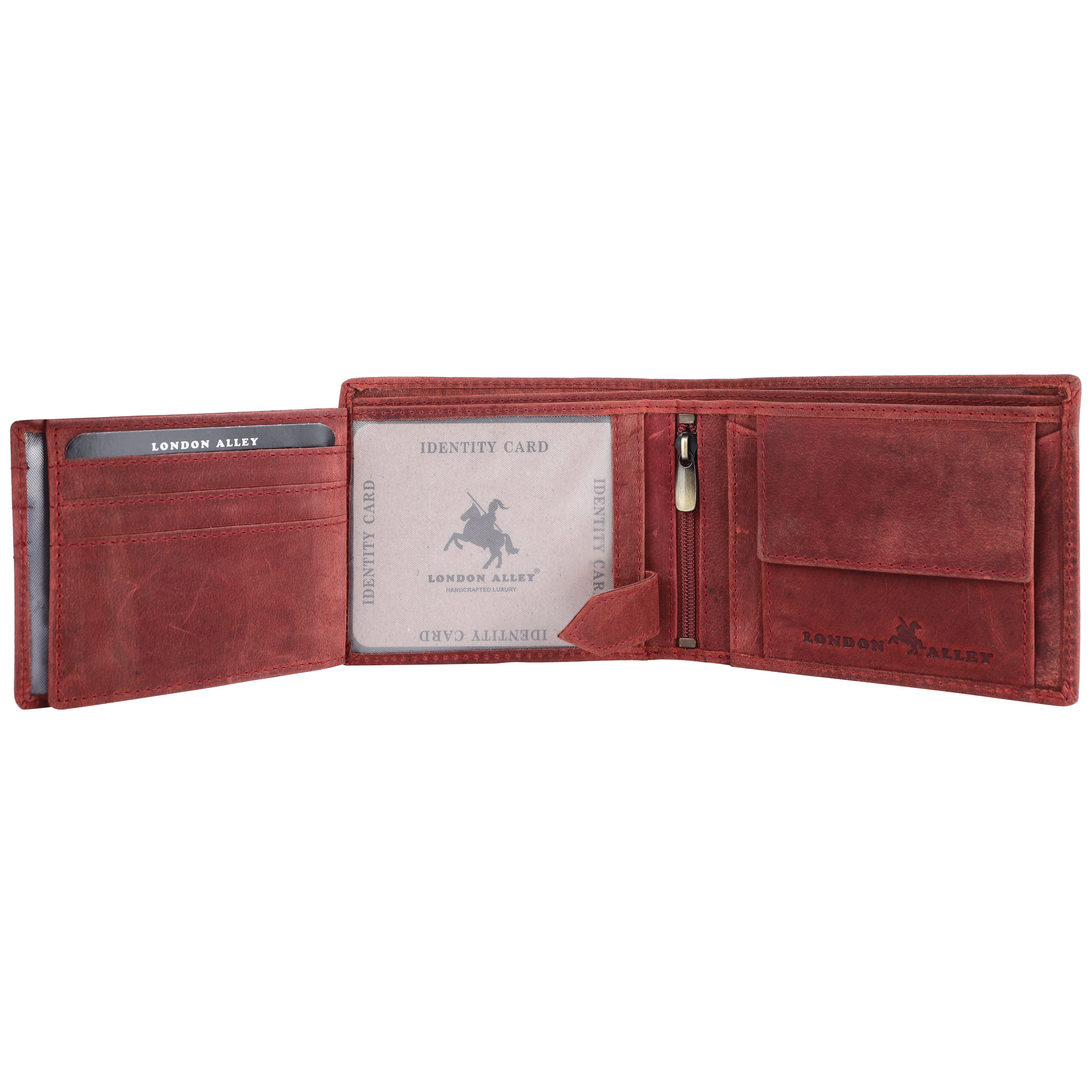 LONDON ALLEY Dave Vintage Red RFID Blocking Men's Leather Wallet