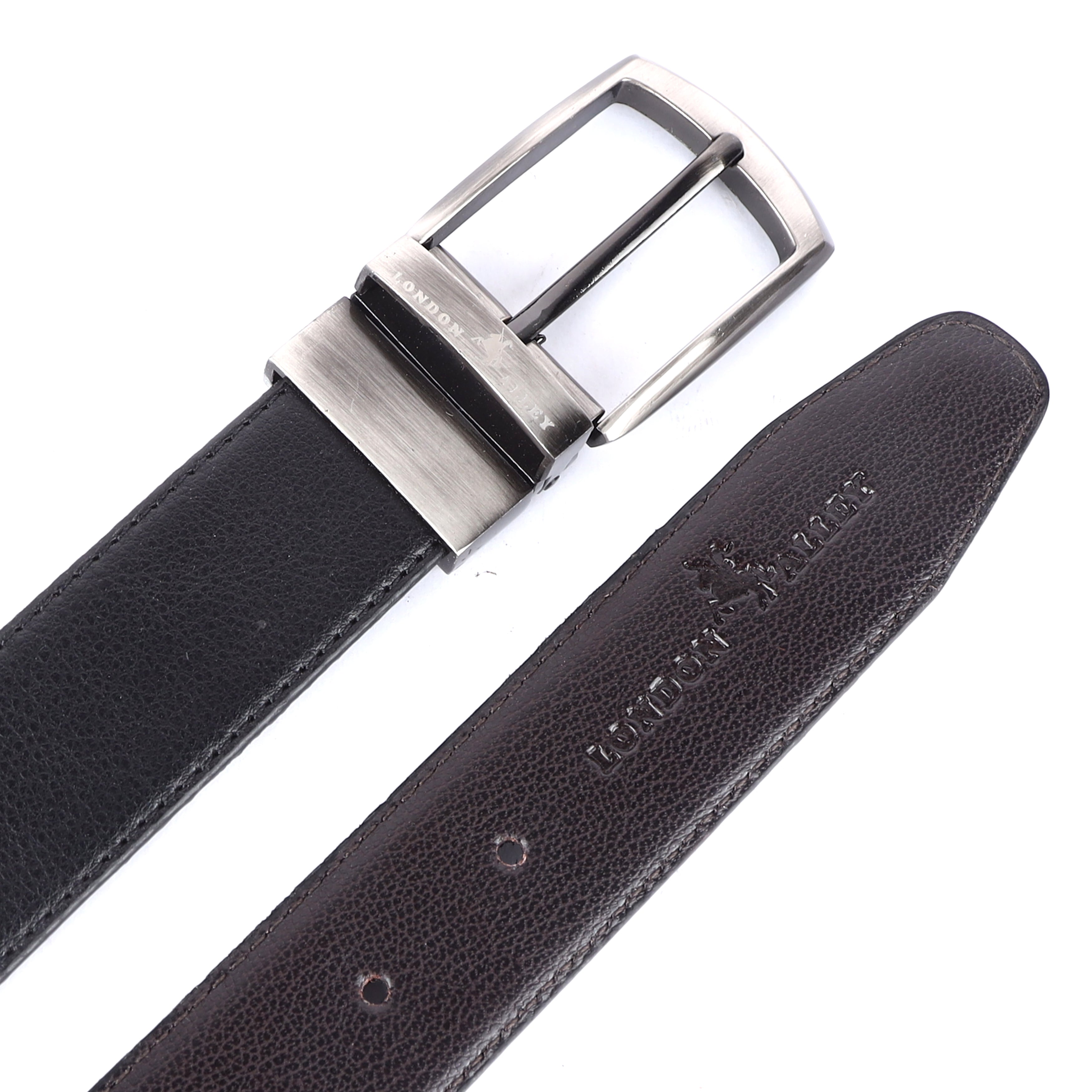 London Alley Filip Reversable Black/Brown leather belt with buckle.