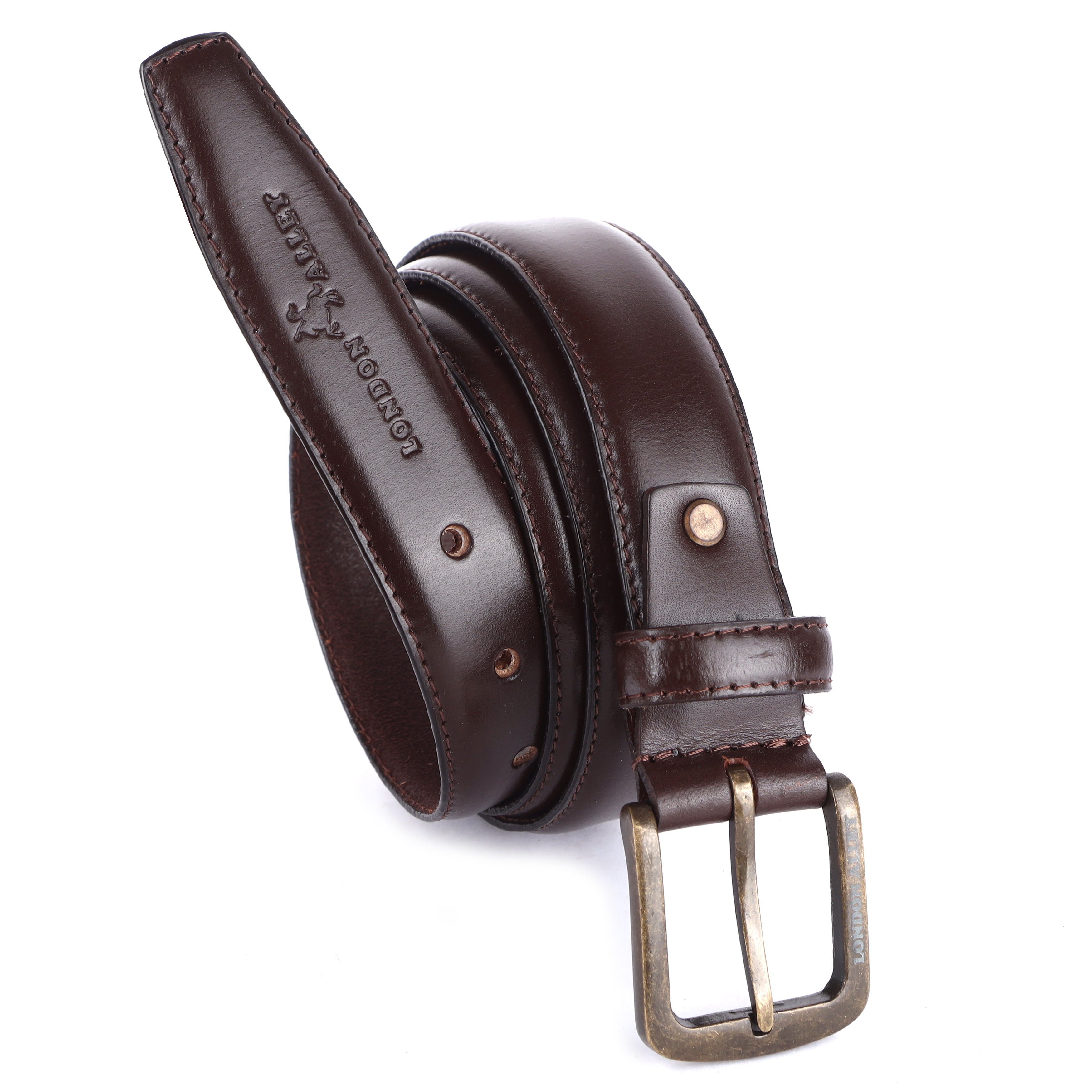 London Alley Charles brown leather belt for men's