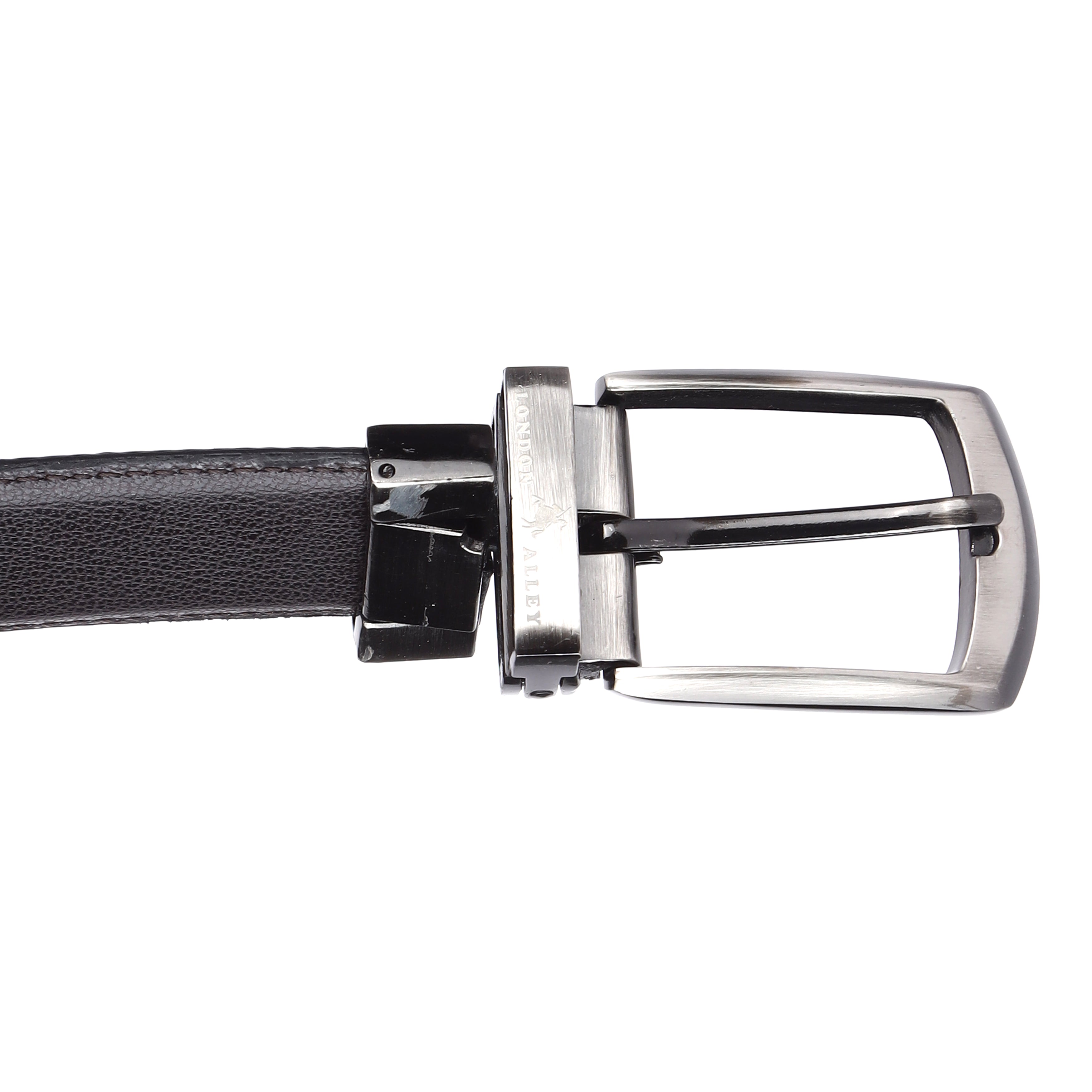 London Alley Filip Reversable Black/Brown leather belt with buckle.