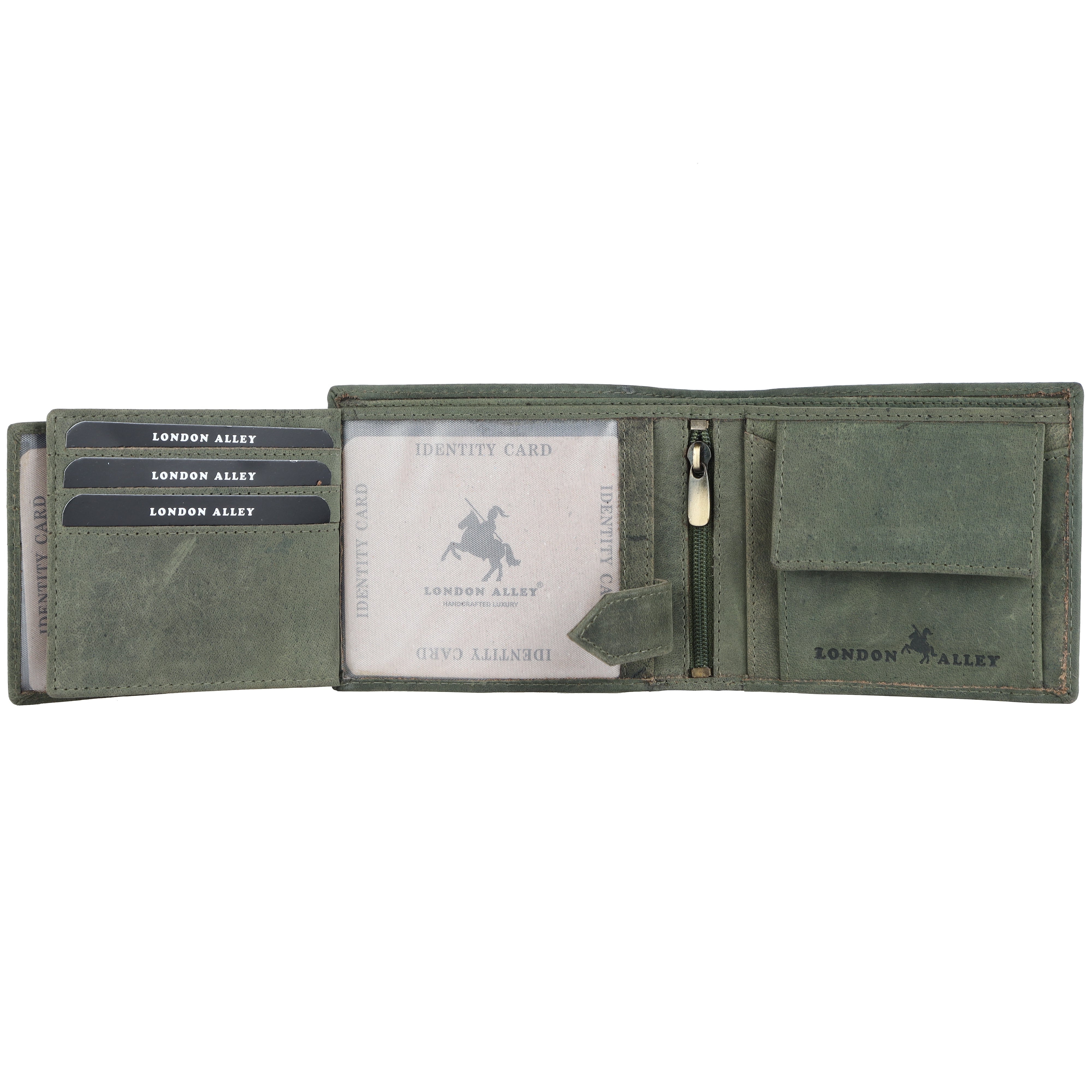 LONDON ALLEY Dave Vintage Green RFID Blocking Men's Leather Wallet