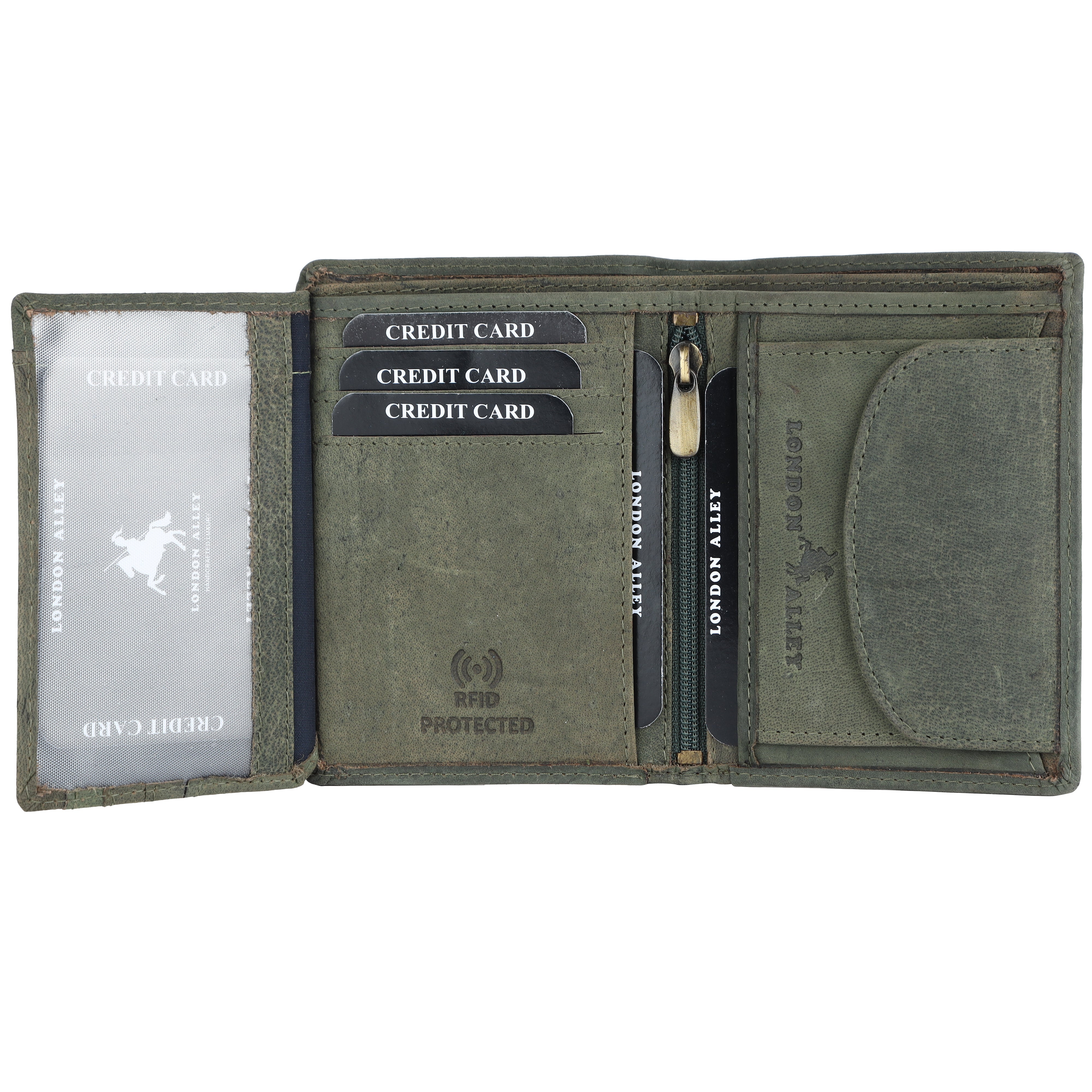 LONDON ALLEY Alex Vintage Green RFID Blocking Men's Leather Notecase