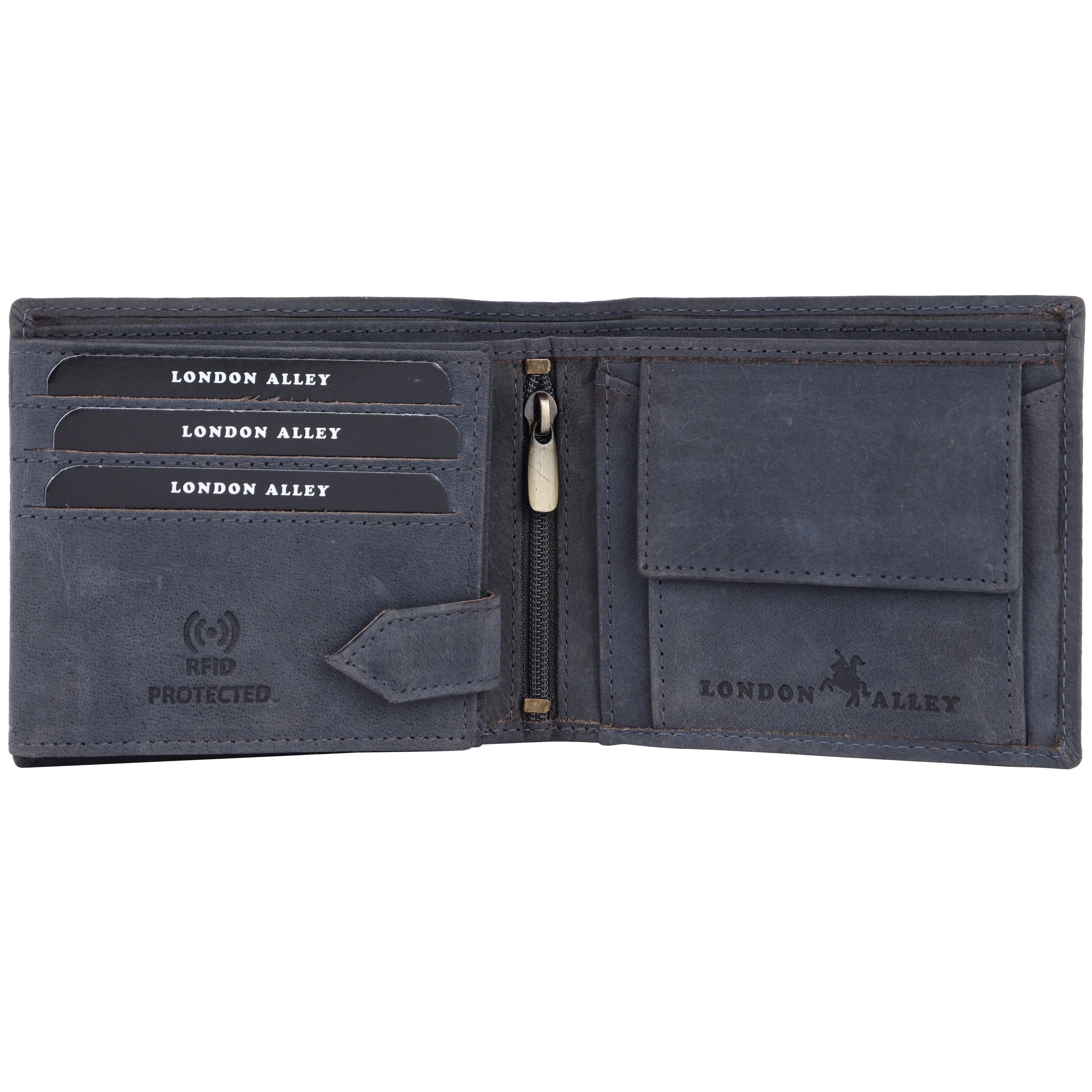 LONDON ALLEY Sparta Vintage Blue RFID Blocking Men's Leather Wallet