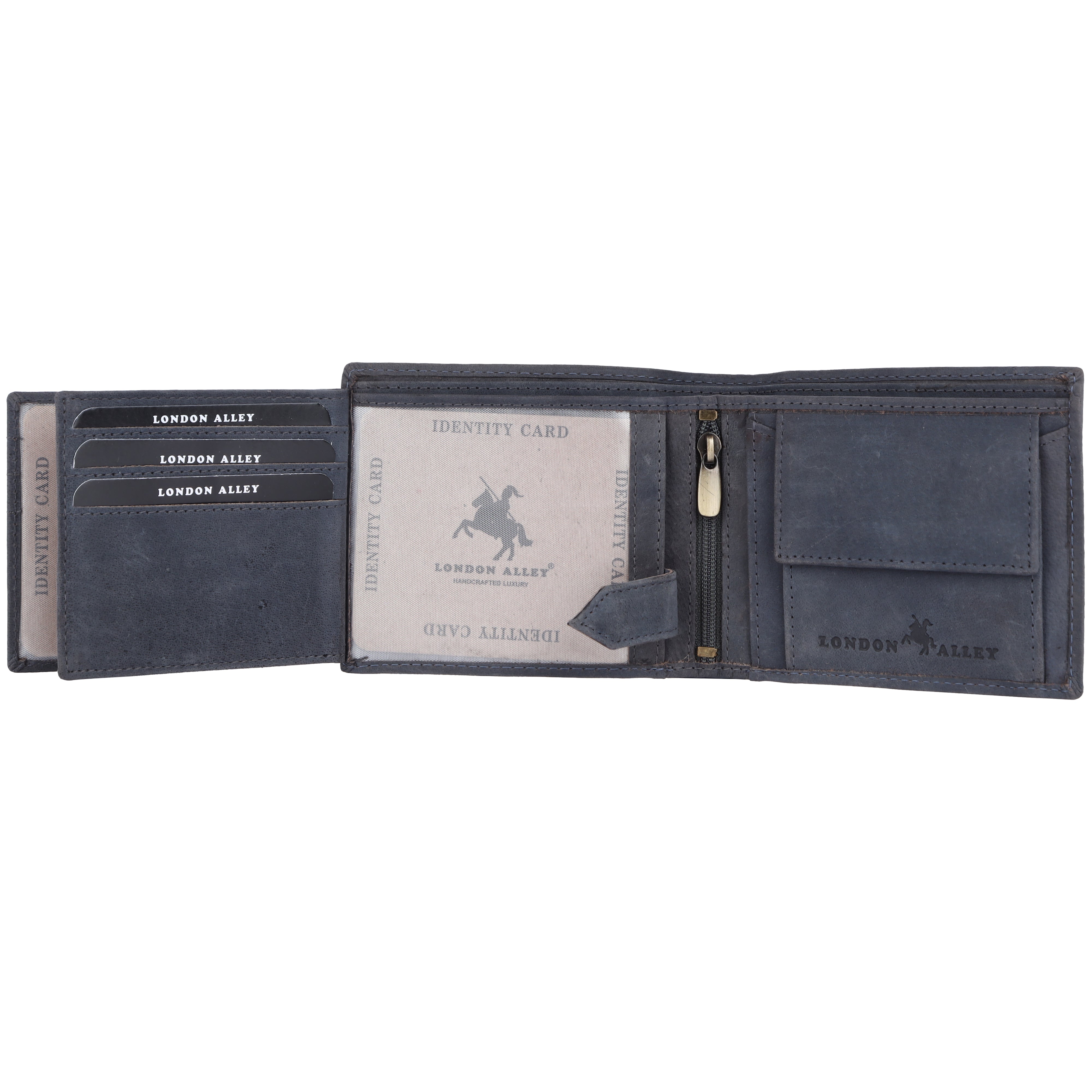 LONDON ALLEY Elk Vintage Blue RFID Blocking Men's Leather Wallet