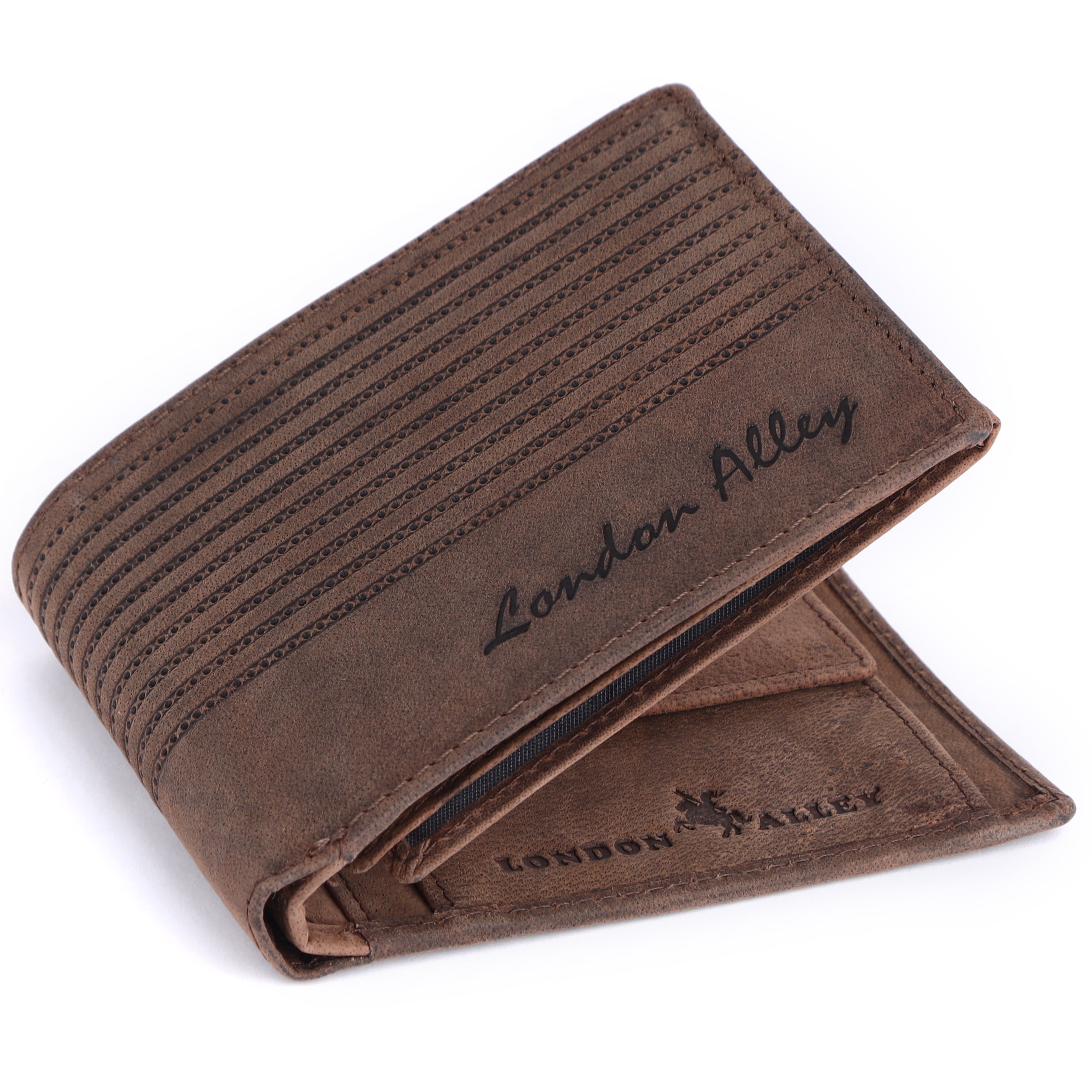 LONDON ALLEY Drake Vintage Brown RFID Blocking Men's Leather Wallet