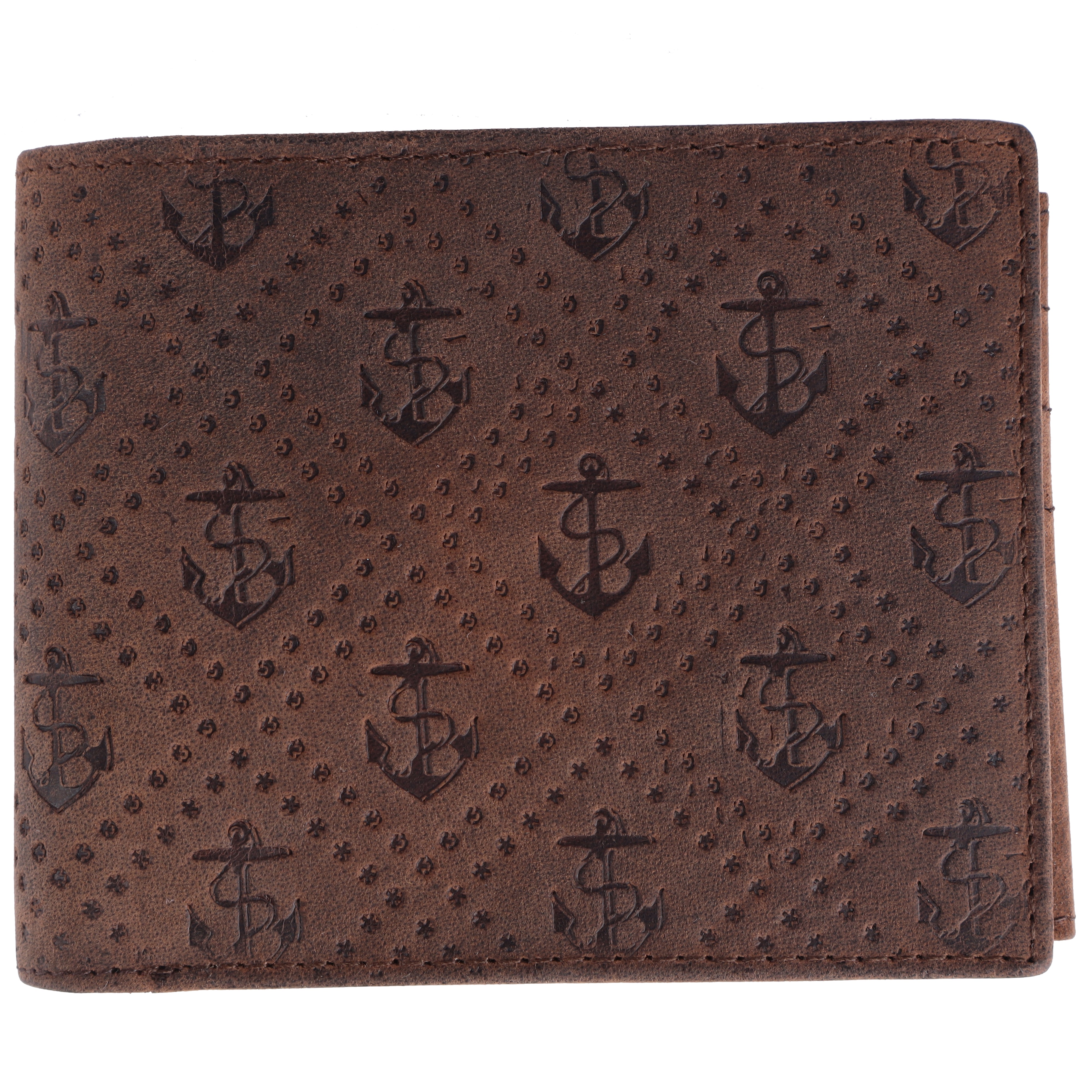 LONDON ALLEY Anchor Vintage Brown RFID Blocking Men's Leather Wallet