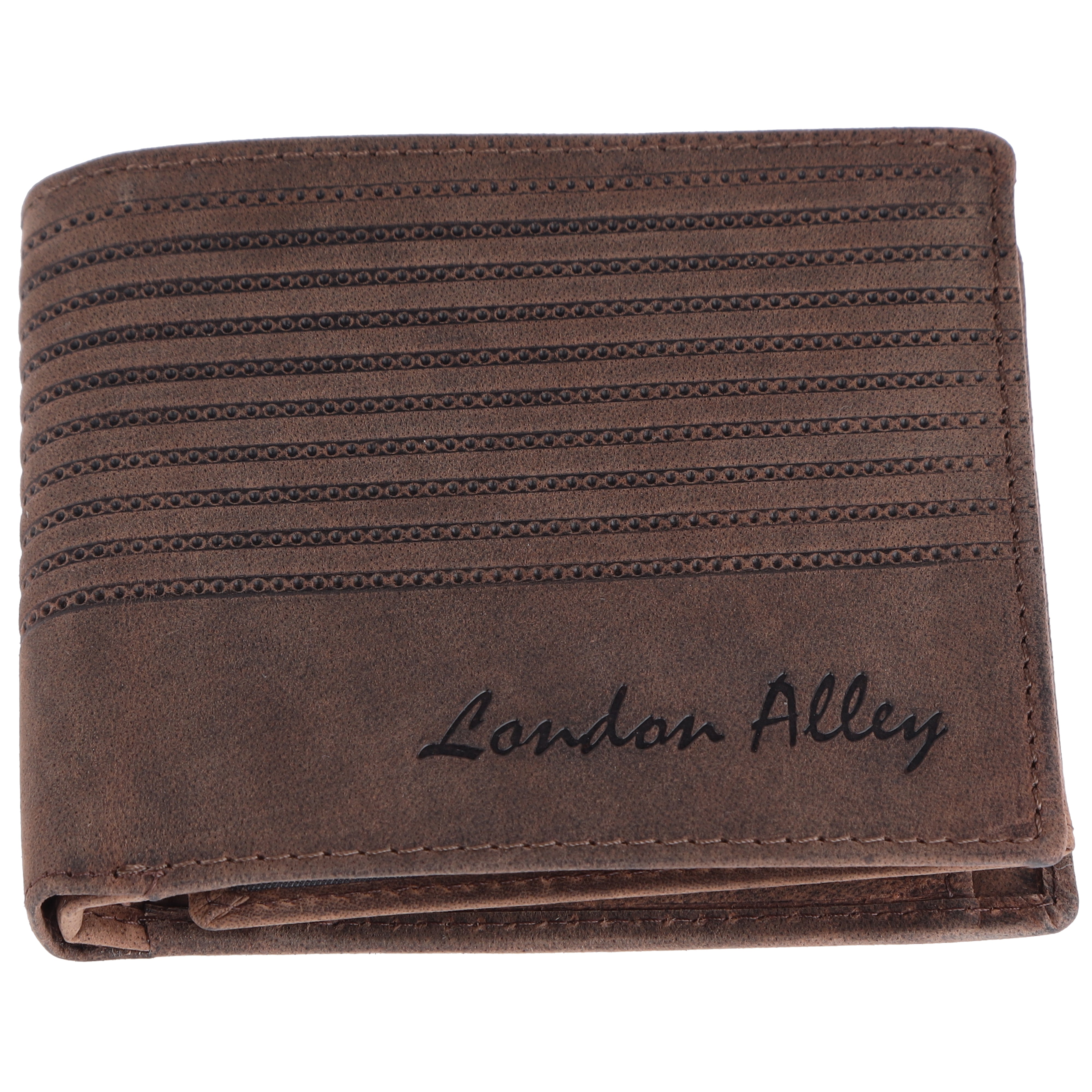 London Alley Drake Vintage Brown RFID Blocking Leather Wallet & Pen Combo Gift Set for Men