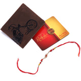 LONDON ALLEY Rakhi Gift Hamper for Brother – Harley Vintage Brown RFID Blocking Leather Wallet and Rakhi Combo Gift Set for Brother