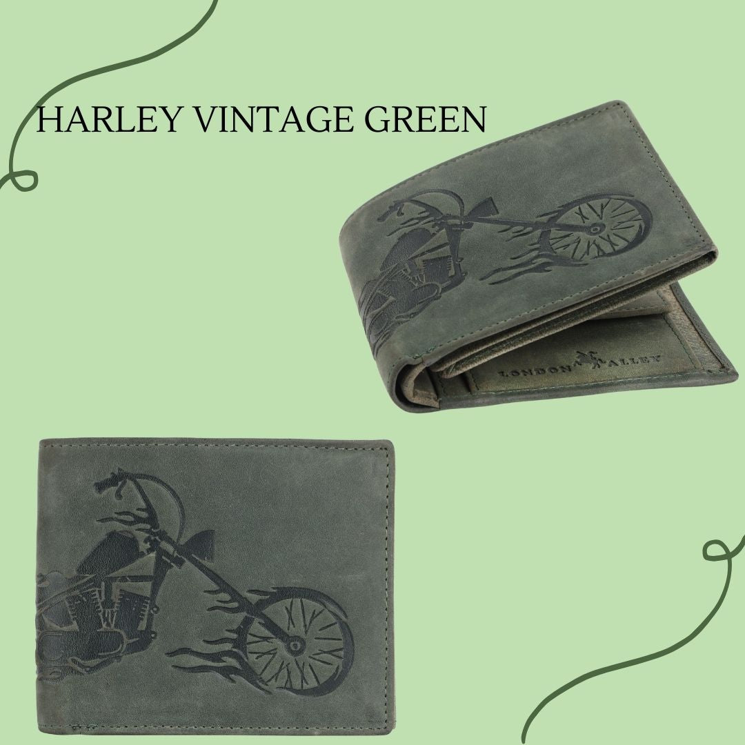 LONDON ALLEY Harley Green Leather Men's Wallet