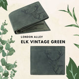 LONDON ALLEY Elk Vintage Green RFID Blocking Men's Leather Wallet