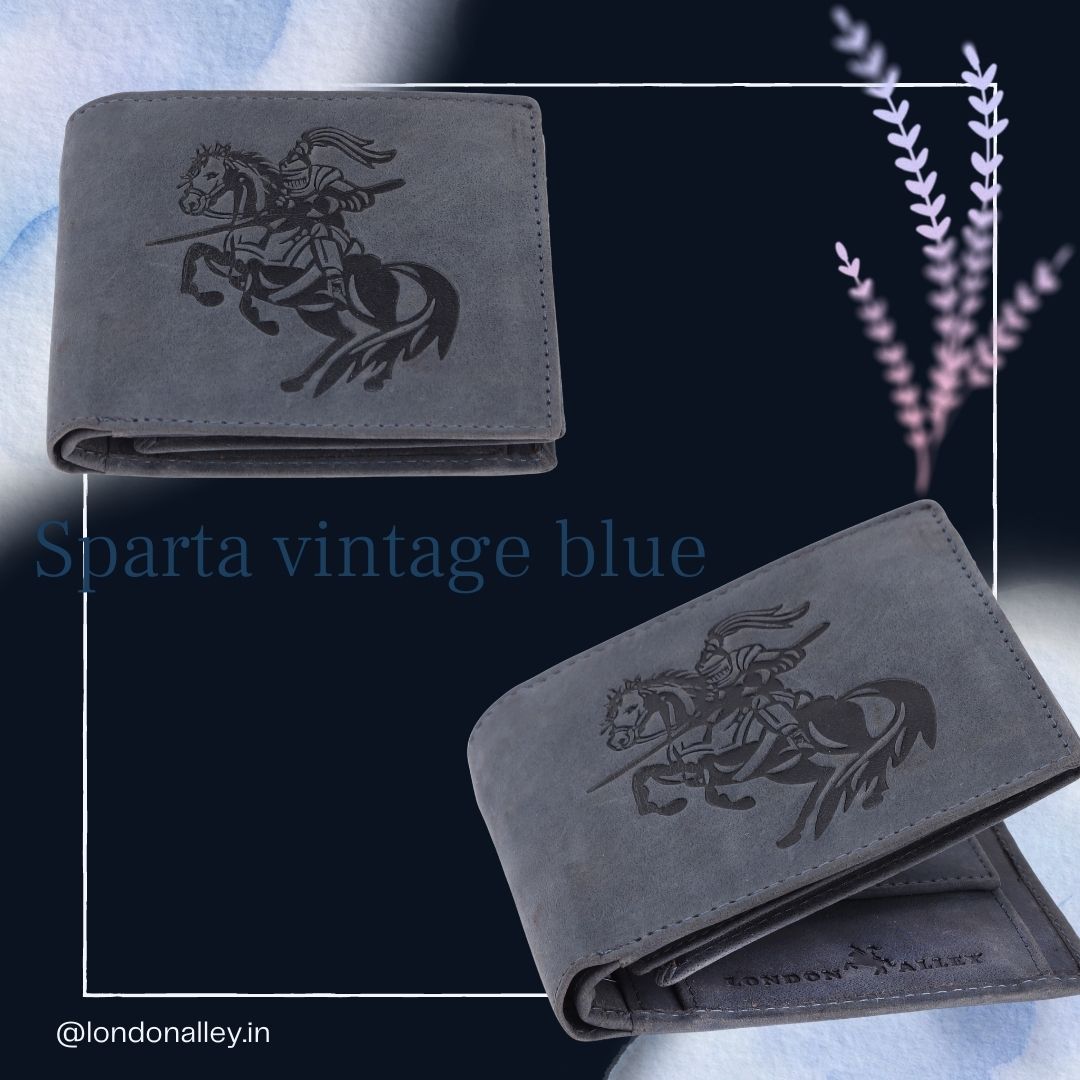 LONDON ALLEY Sparta Vintage Blue RFID Blocking Men's Leather Wallet