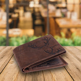 LONDON ALLEY Elk Vintage Brown RFID Blocking Men's Leather Wallet