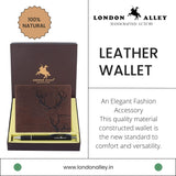 London Alley Elk Vintage Brown RFID Blocking Leather Wallet & Pen Combo Gift Set for Men