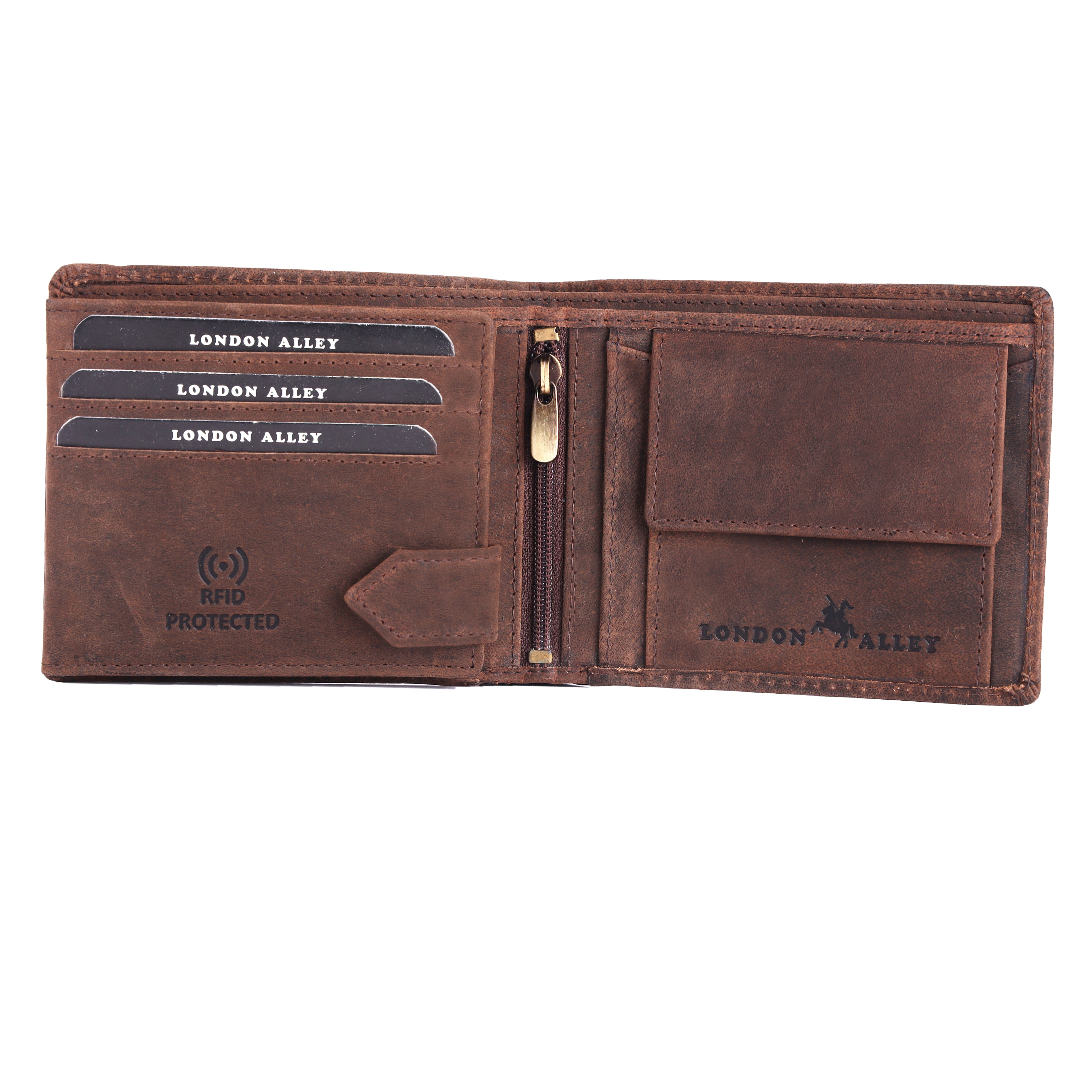 LONDON ALLEY Elk Vintage Brown RFID Blocking Men's Leather Wallet