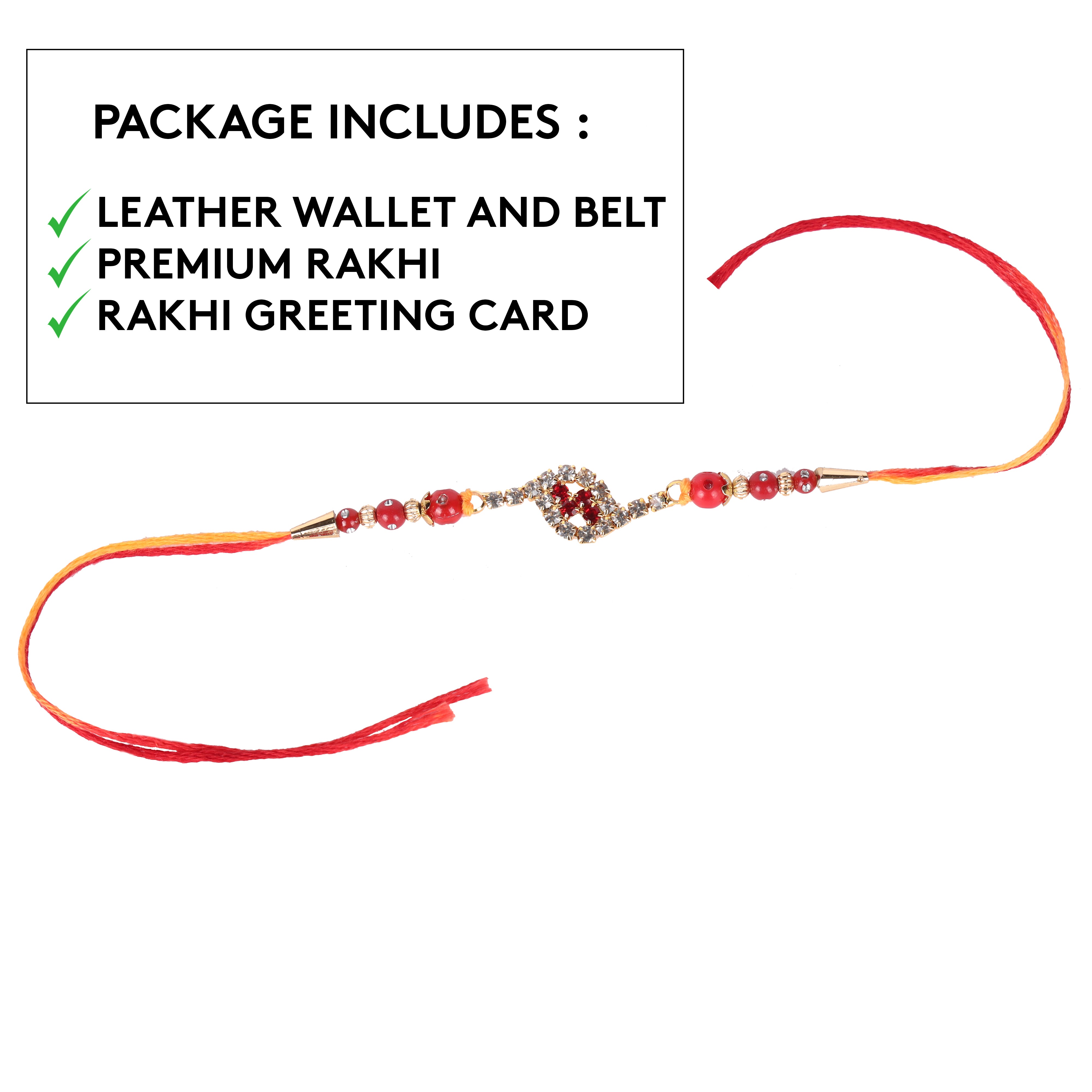 LONDON ALLEY Rakhi Gift Hamper for Brother – Harley Vintage Brown RFID Blocking Leather Wallet and Rakhi Combo Gift Set for Brother