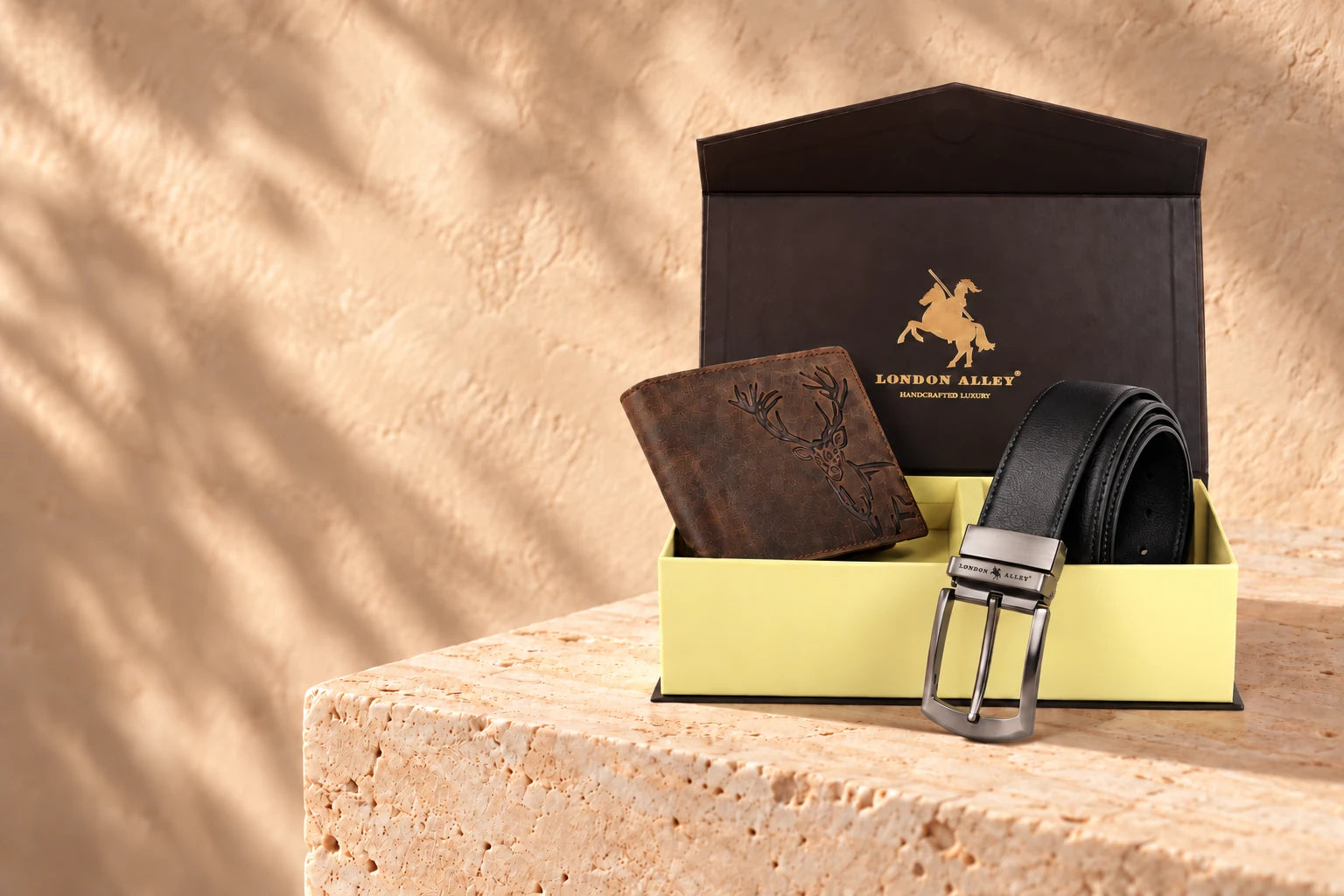 London Alley ELK wallet and reversible belt in a presentation gift box